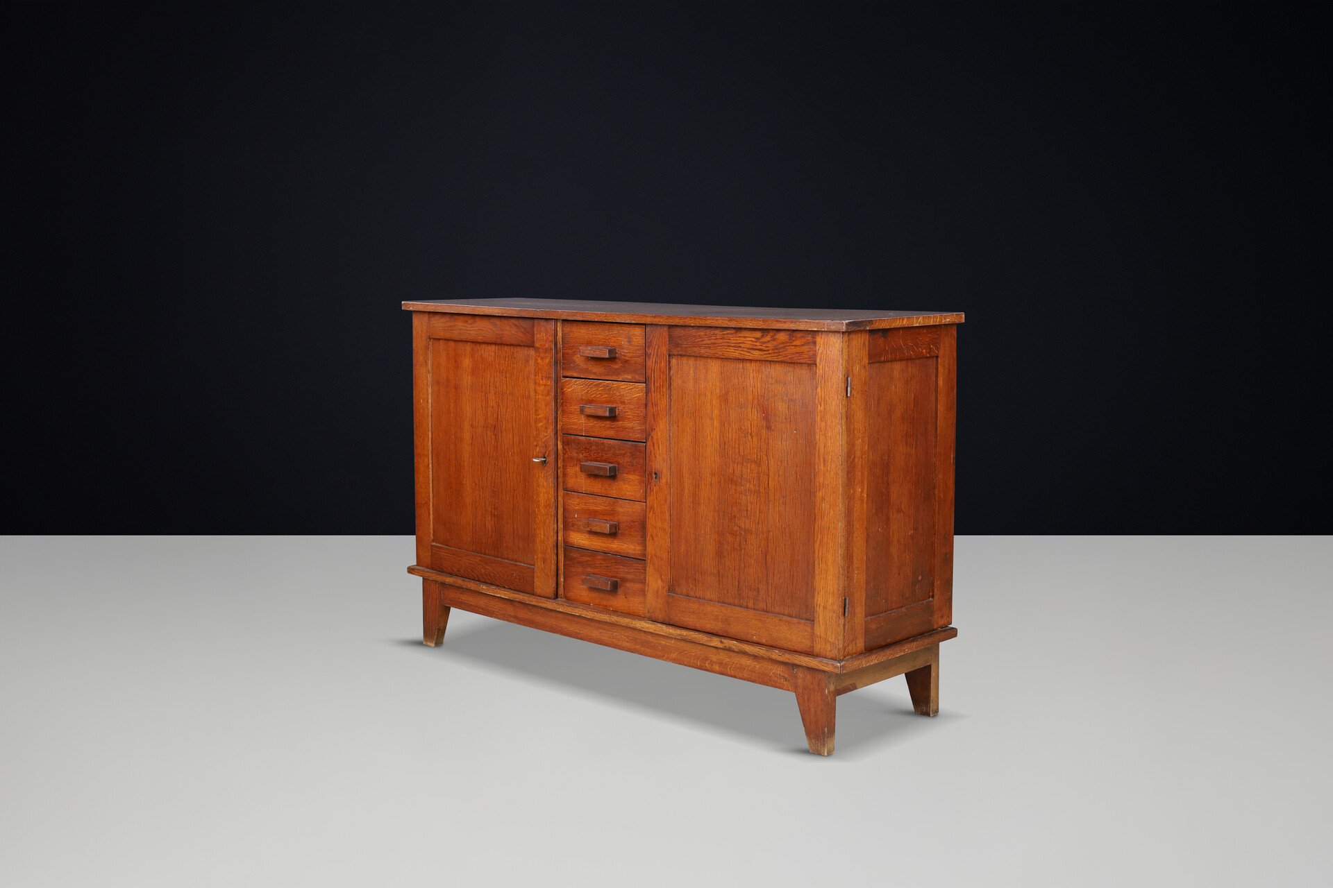 Mid century modern René Gabriel patinated Oak Sideboard, France, 1940s Mid-20th century
