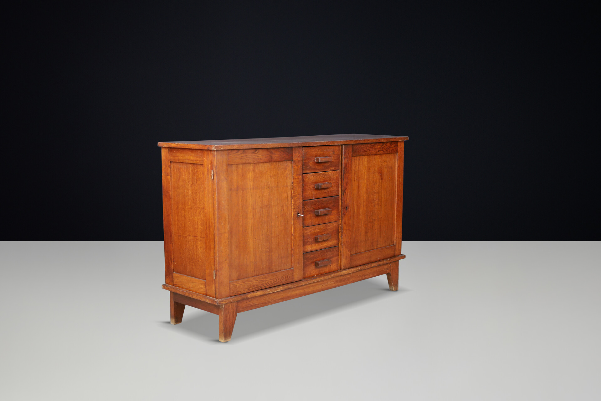 Mid century modern René Gabriel patinated Oak Sideboard, France, 1940s Mid-20th century