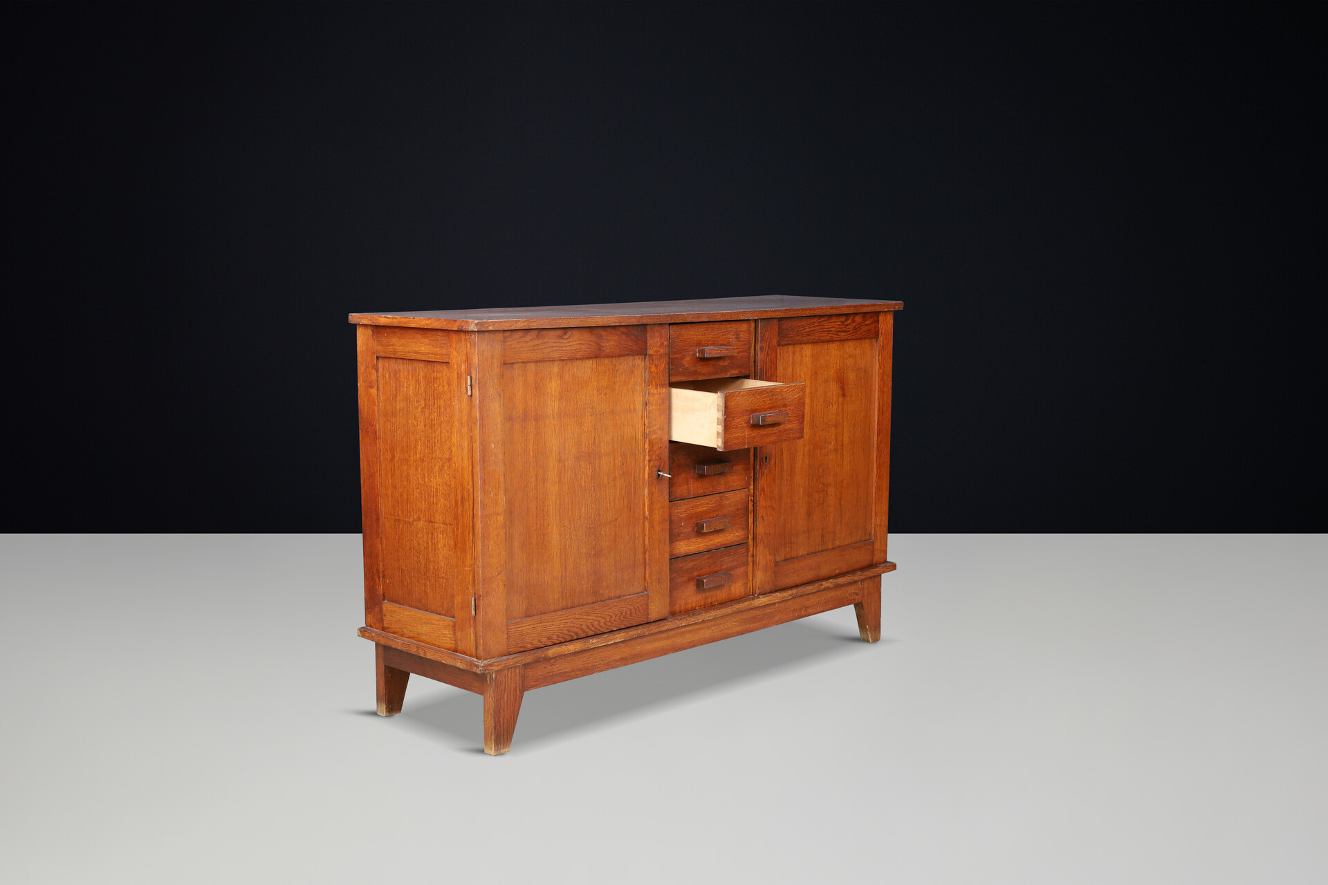 Mid century modern René Gabriel patinated Oak Sideboard, France, 1940s Mid-20th century