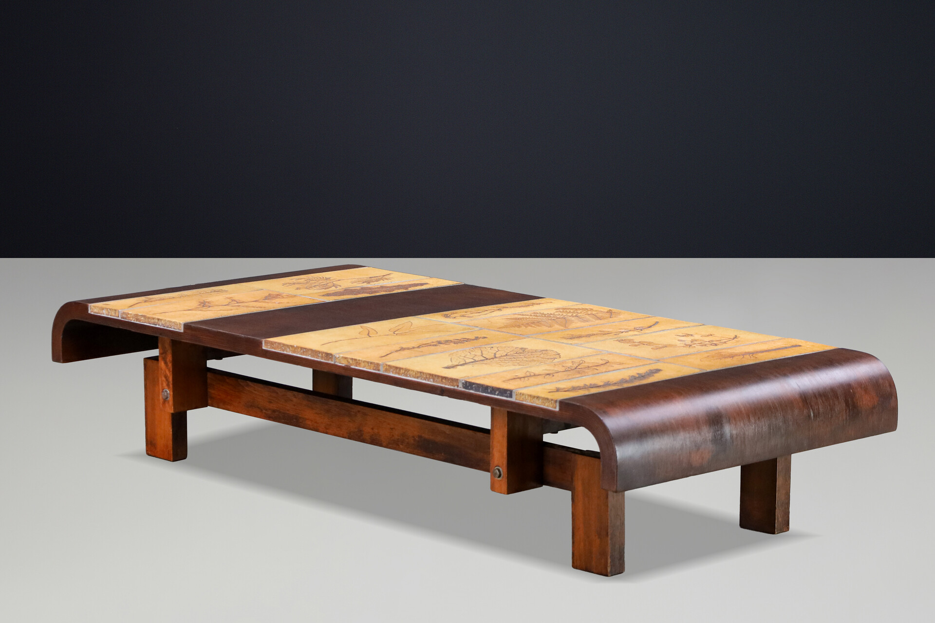 Mid century modern Roger Capron “Garrigue” Ceramic & Bent Beechwood Coffee Table, France, 1960s Mid-20th century