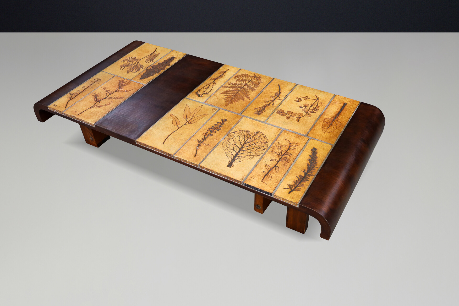 Mid century modern Roger Capron “Garrigue” Ceramic & Bent Beechwood Coffee Table, France, 1960s Mid-20th century