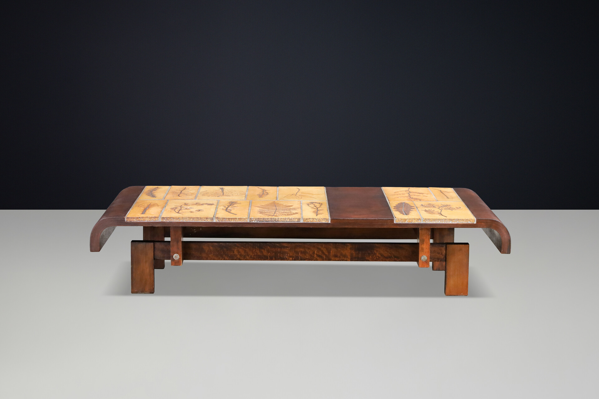 Mid century modern Roger Capron “Garrigue” Ceramic & Bent Beechwood Coffee Table, France, 1960s Mid-20th century