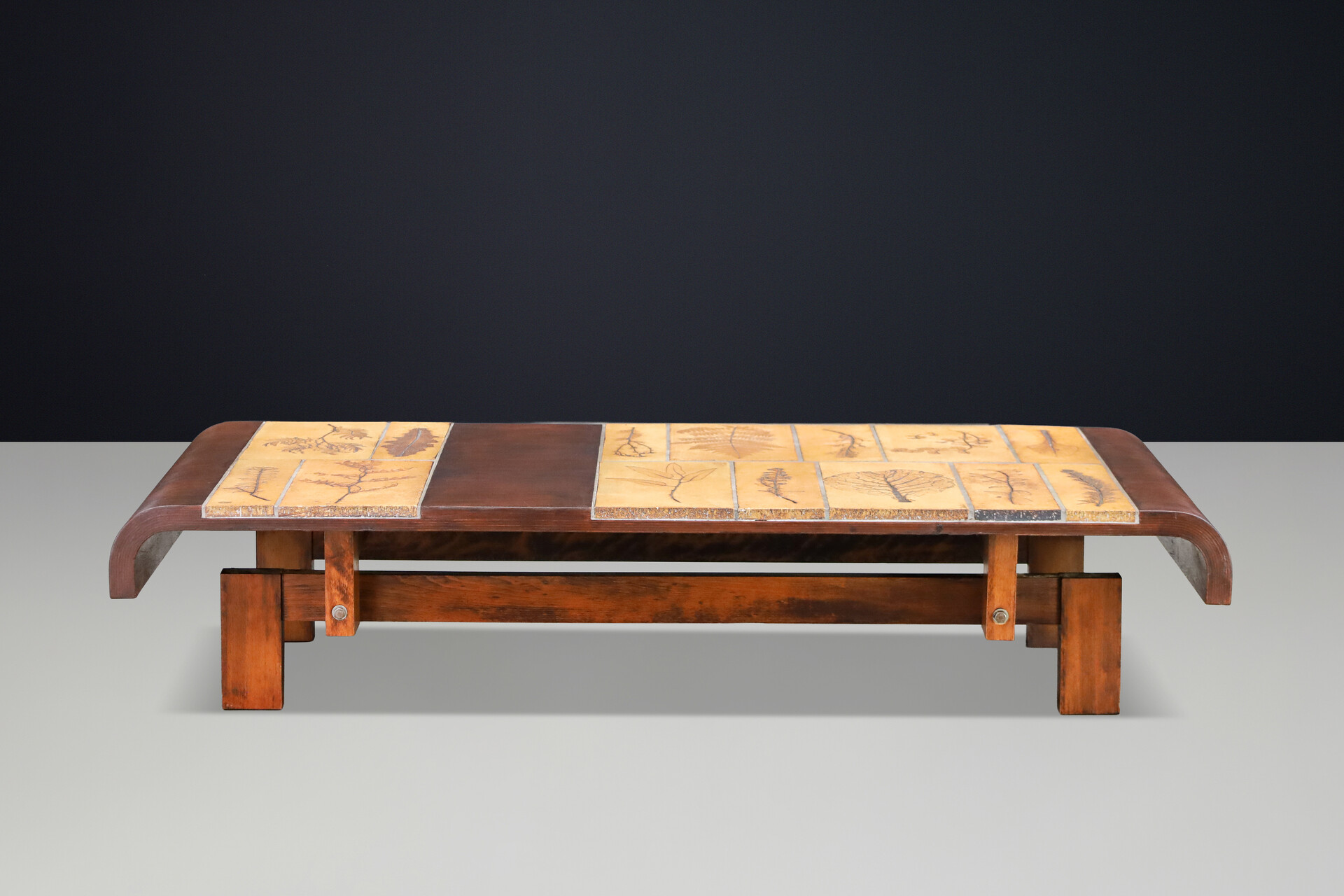 Mid century modern Roger Capron “Garrigue” Ceramic & Bent Beechwood Coffee Table, France, 1960s Mid-20th century