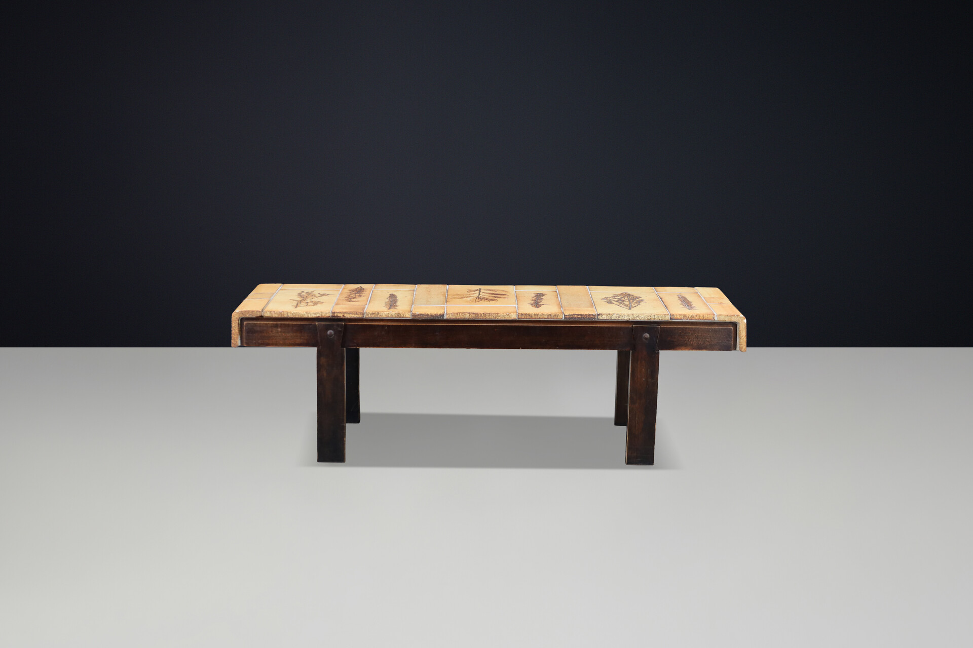 Mid century modern Roger Capron “Garrigue” Coffee Table with Botanical Tiles, France, 1960s Mid-20th century