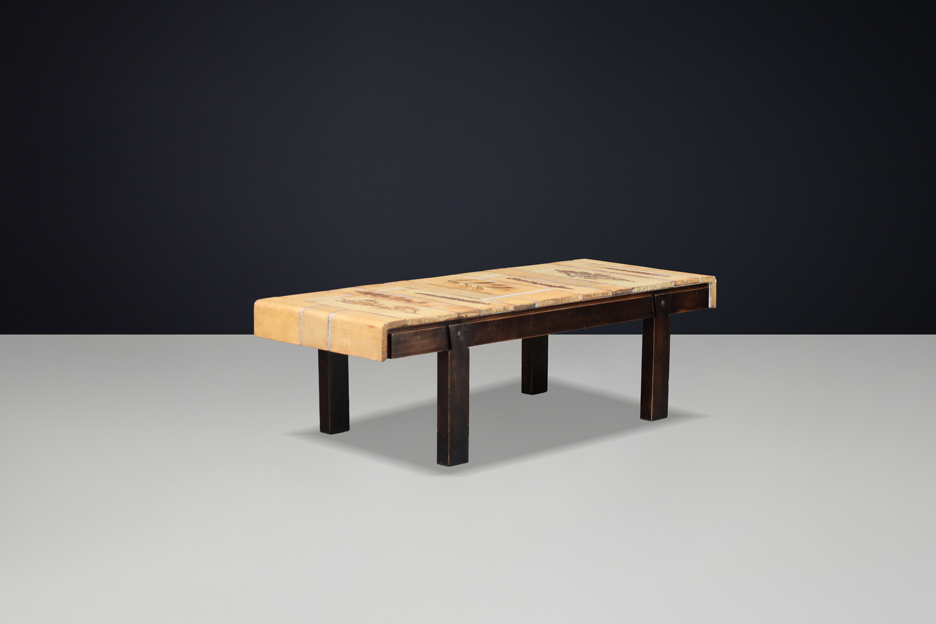 Mid century modern Roger Capron “Garrigue” Coffee Table with Botanical Tiles, France, 1960s Mid-20th century