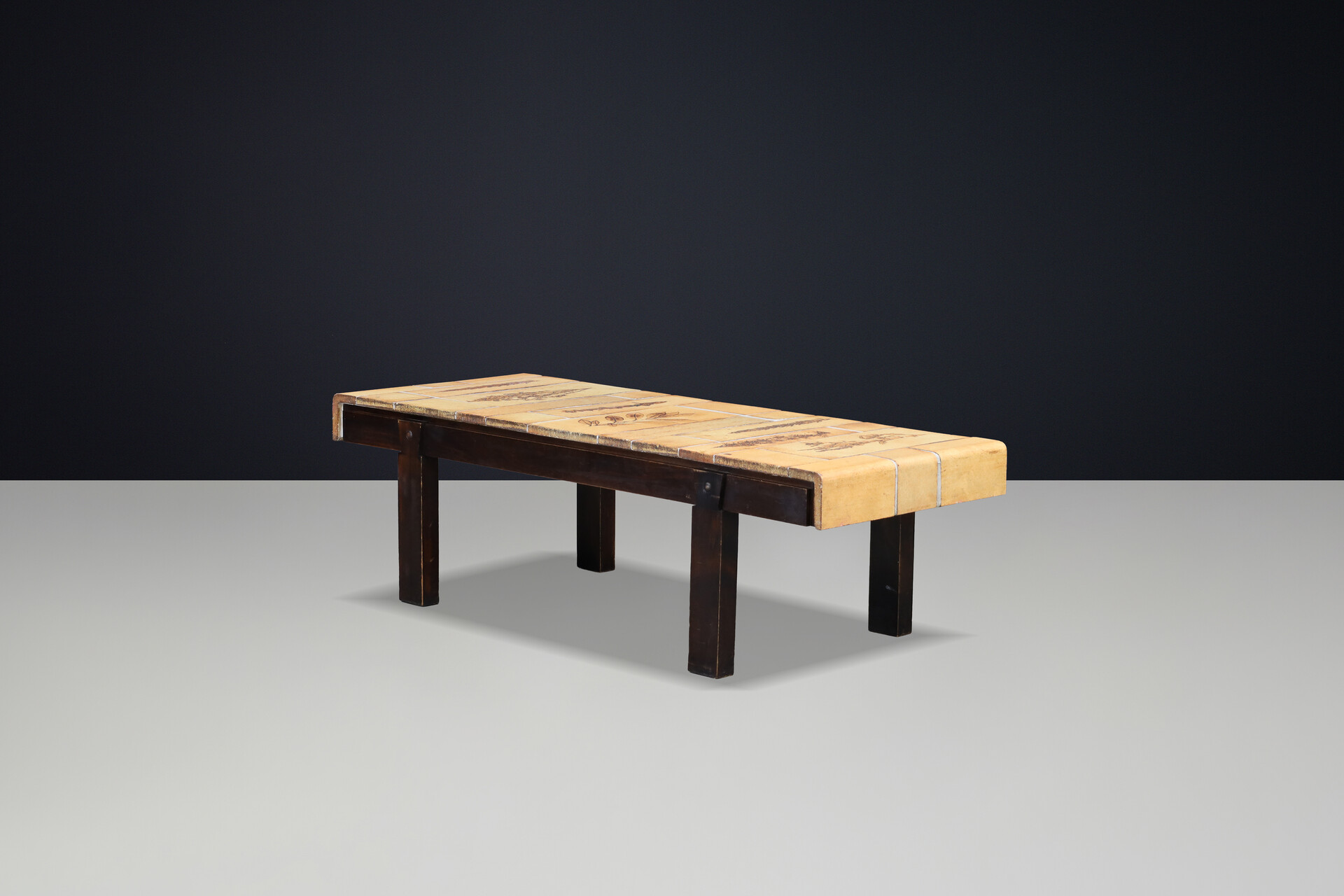 Mid century modern Roger Capron “Garrigue” Coffee Table with Botanical Tiles, France, 1960s Mid-20th century