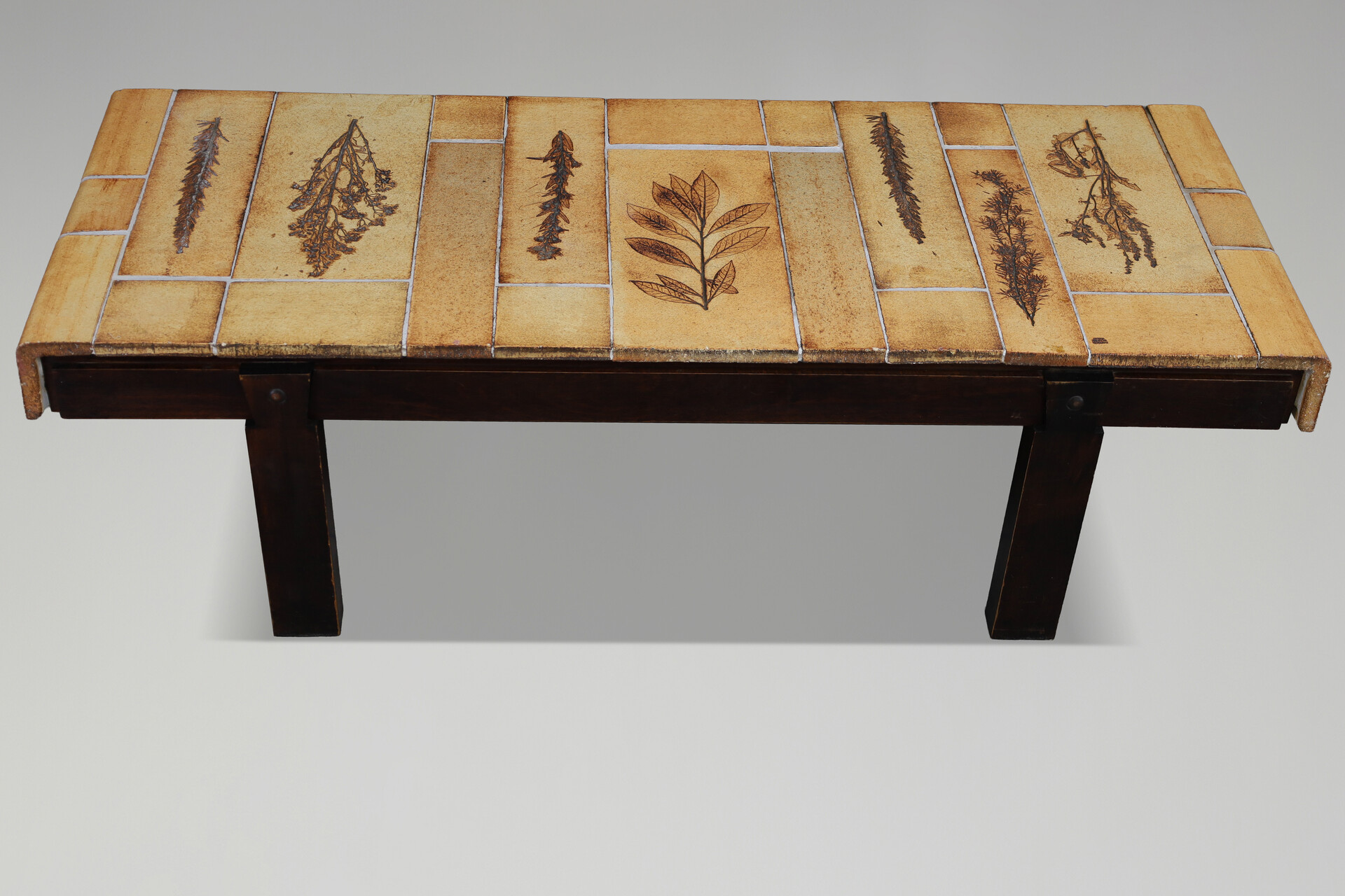 Mid century modern Roger Capron “Garrigue” Coffee Table with Botanical Tiles, France, 1960s Mid-20th century