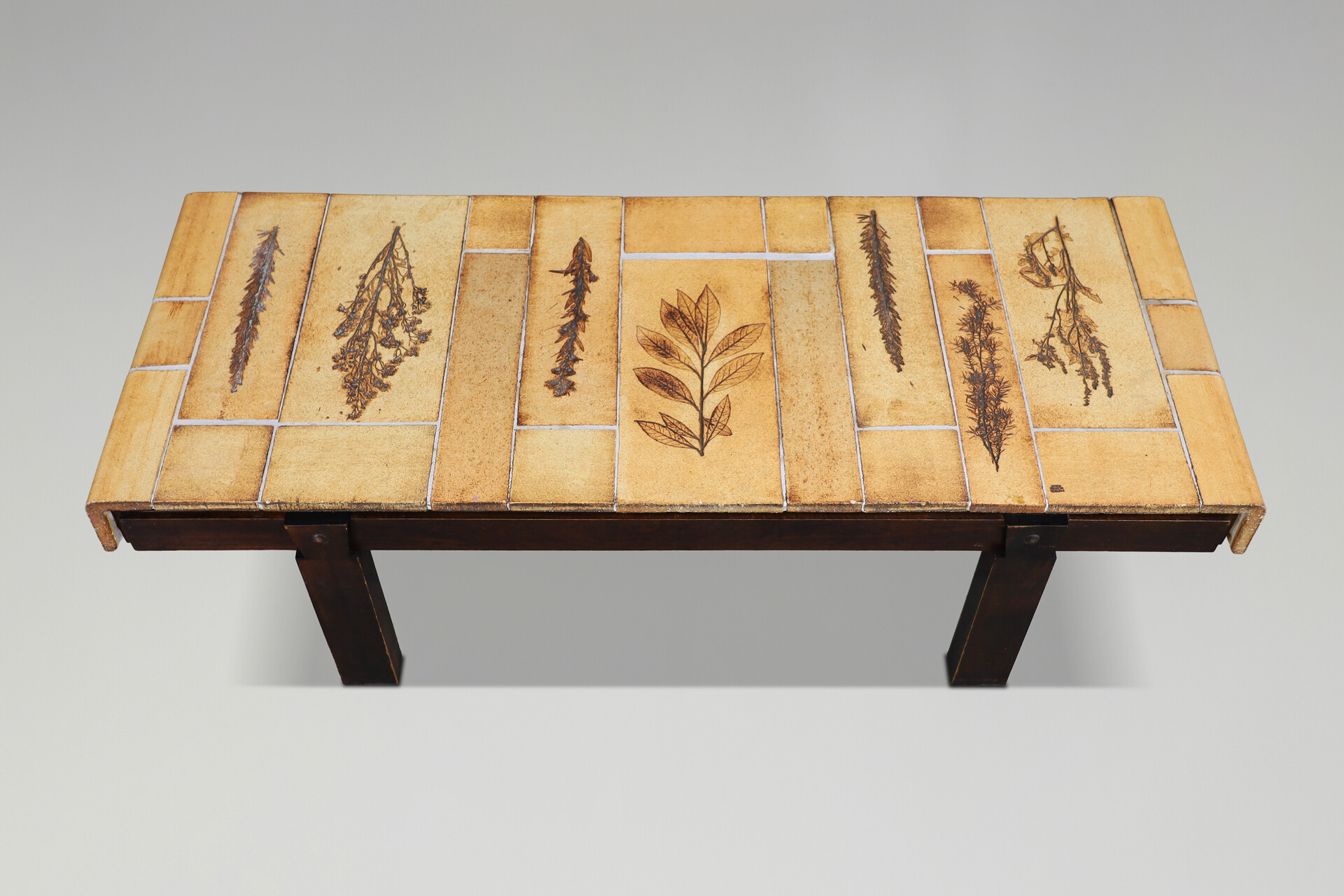 Mid century modern Roger Capron “Garrigue” Coffee Table with Botanical Tiles, France, 1960s Mid-20th century