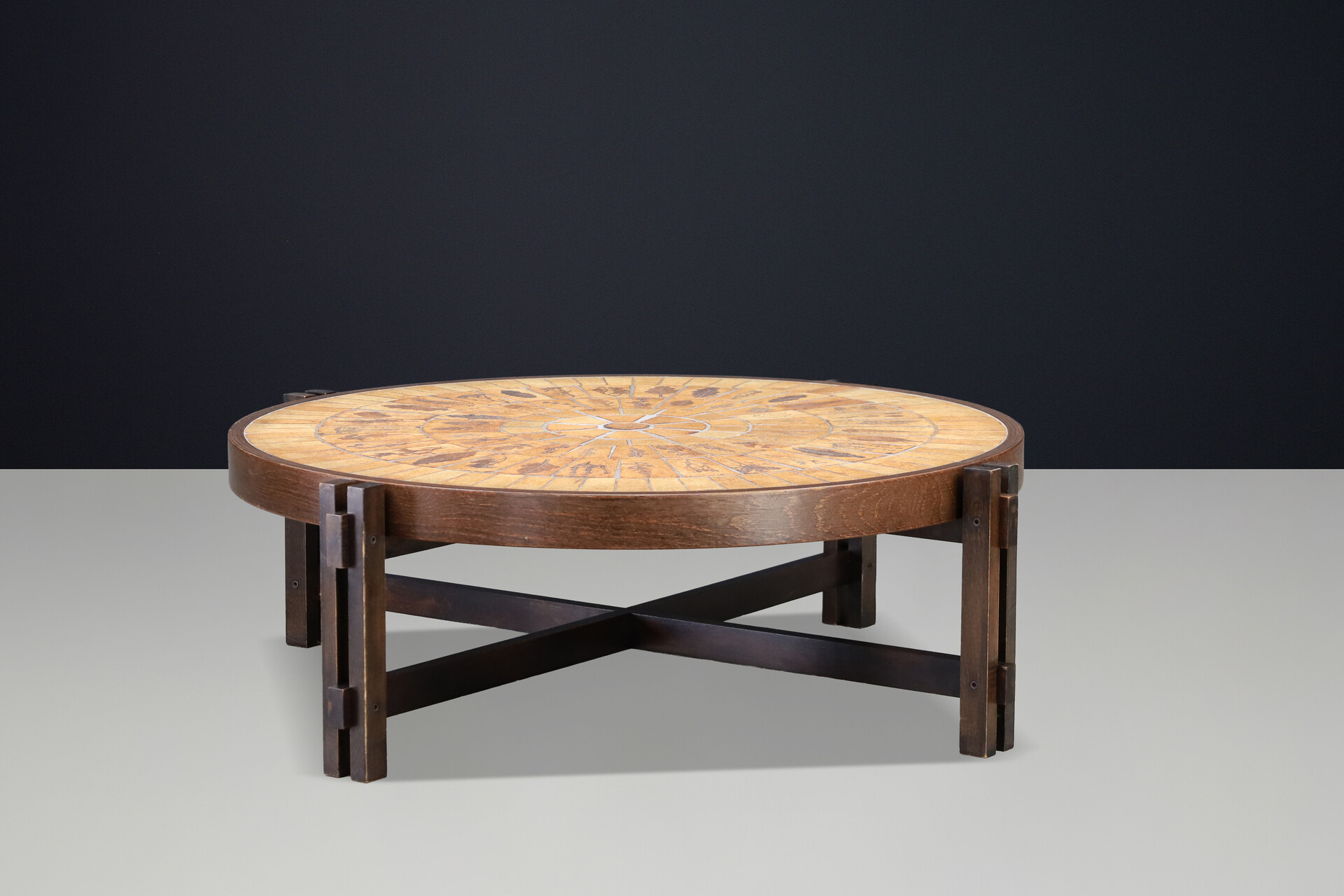 Mid century modern Roger Capron Vallauris Coffee Table, Ceramic & Bentwood, 1960s Mid-20th century