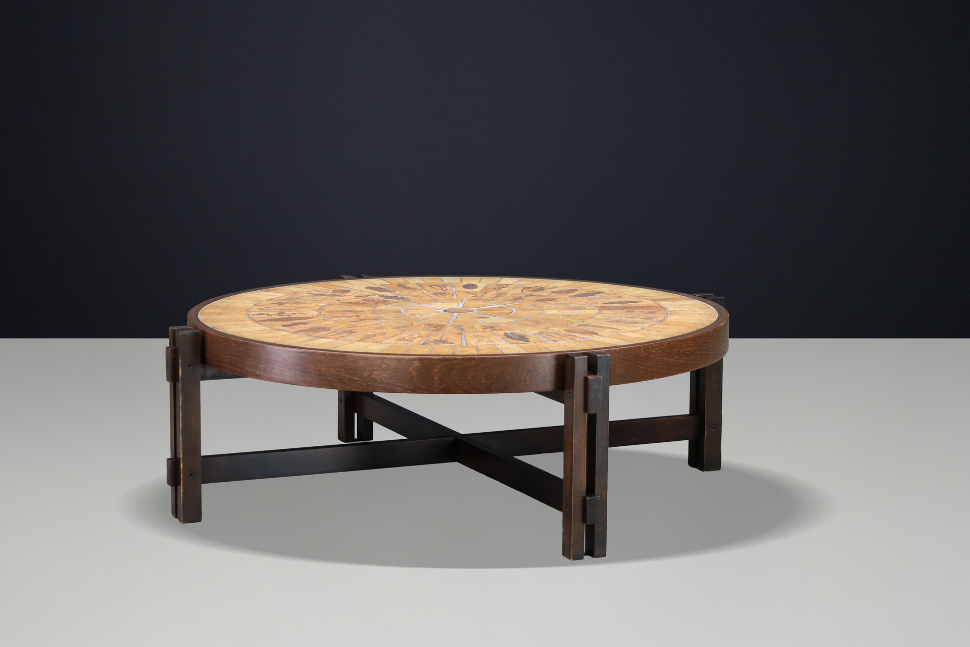 Mid century modern Roger Capron Vallauris Coffee Table, Ceramic & Bentwood, 1960s Mid-20th century