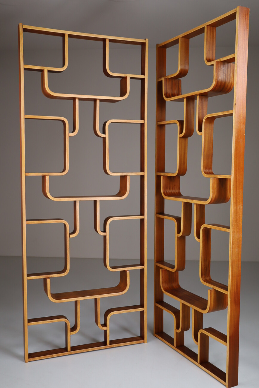 Mid century modern Room Divider in Mahogany Bentwood by Ludvik Volak Czech Republic, 1960s Mid-20th century