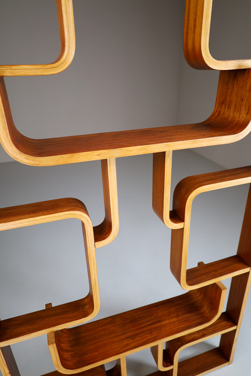 Mid century modern Room Divider in Mahogany Bentwood by Ludvik Volak Czech Republic, 1960s Mid-20th century