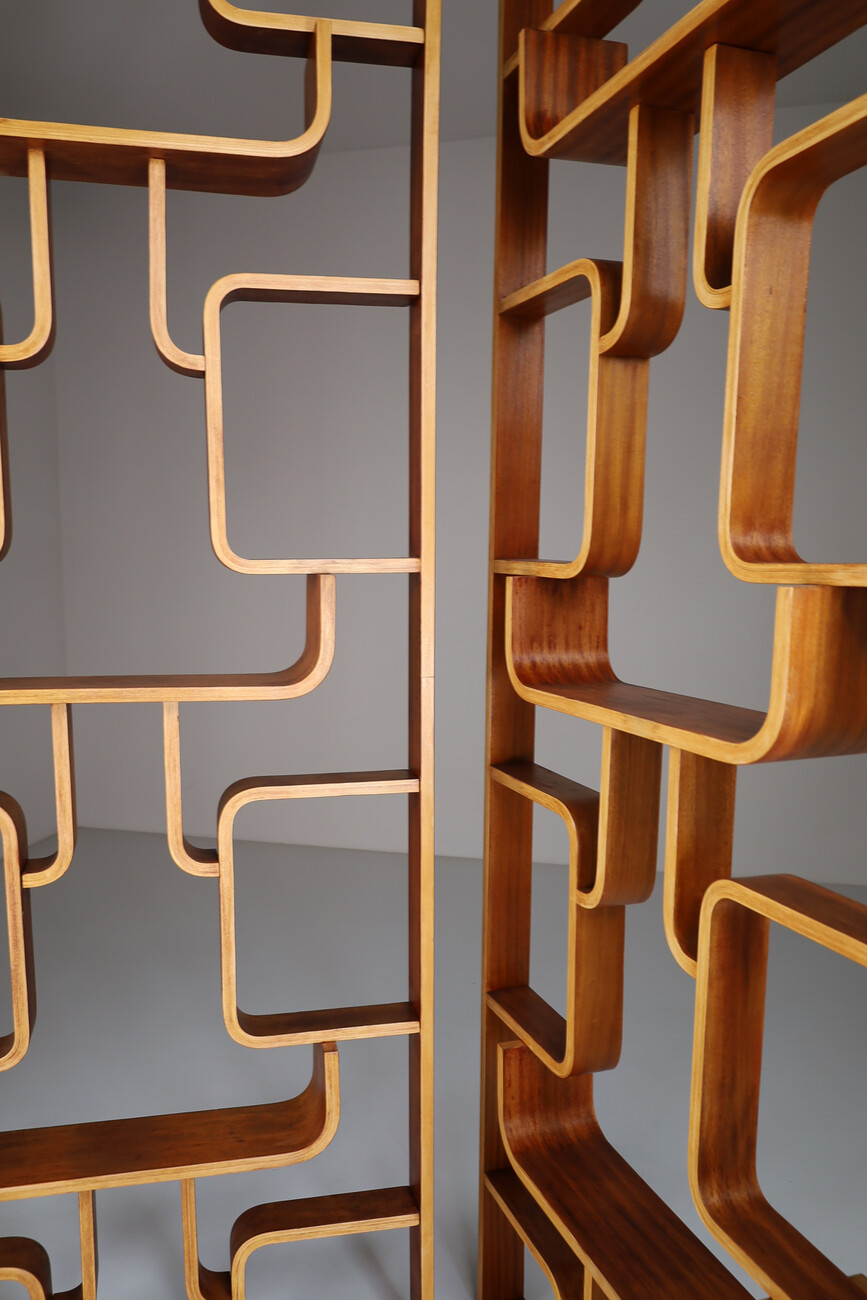 Mid century modern Room Divider in Mahogany Bentwood by Ludvik Volak Czech Republic, 1960s Mid-20th century