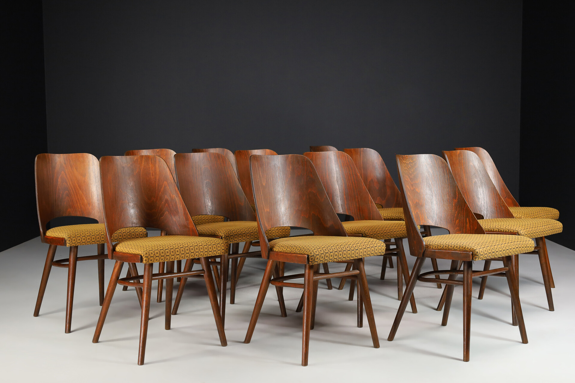 Mid century modern Set /13  Dining Chairs, Ton, Designed by Oswald Haerdtl, 1950s, Expo 58 Mid-20th century