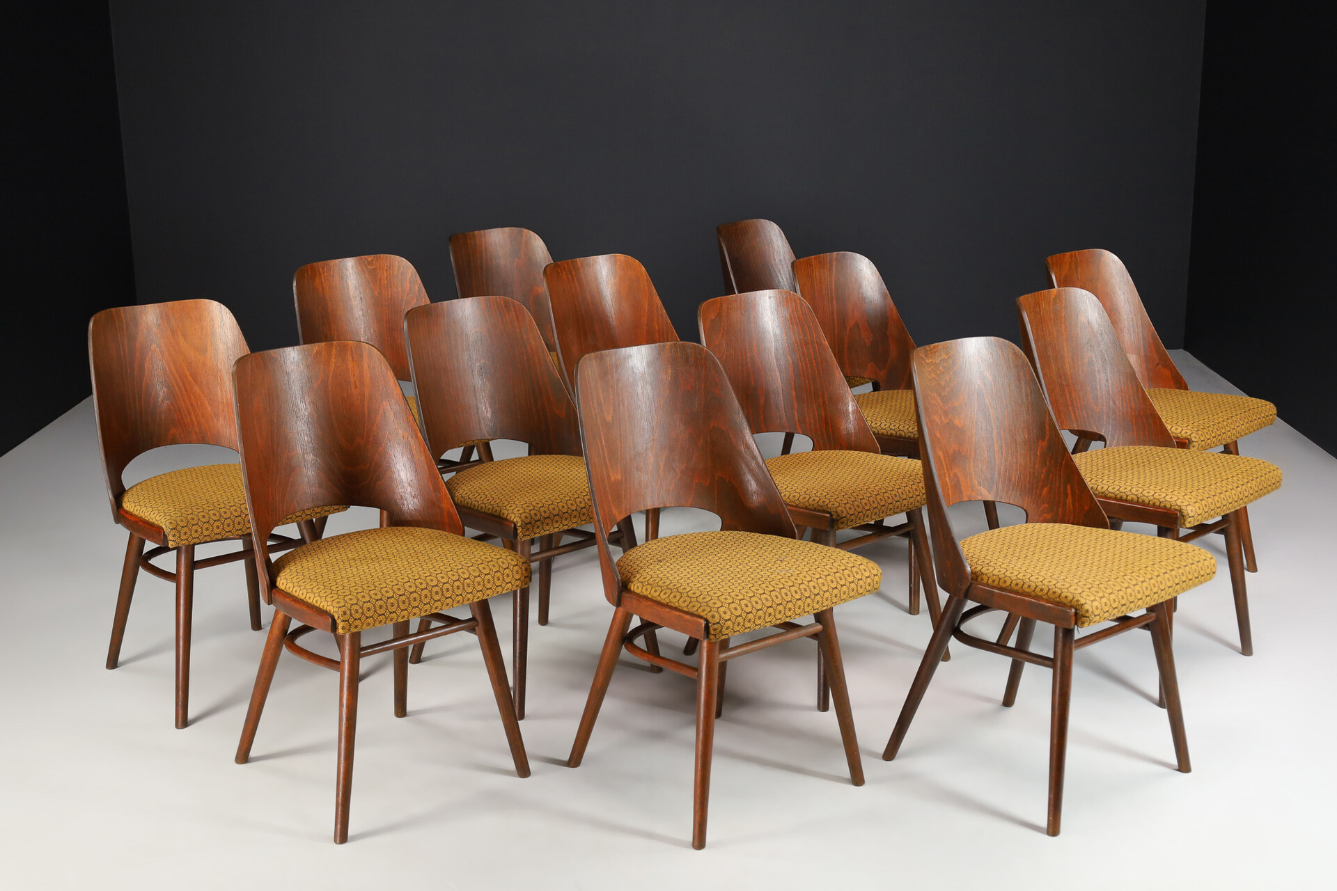 Mid century modern Set /13  Dining Chairs, Ton, Designed by Oswald Haerdtl, 1950s, Expo 58 Mid-20th century