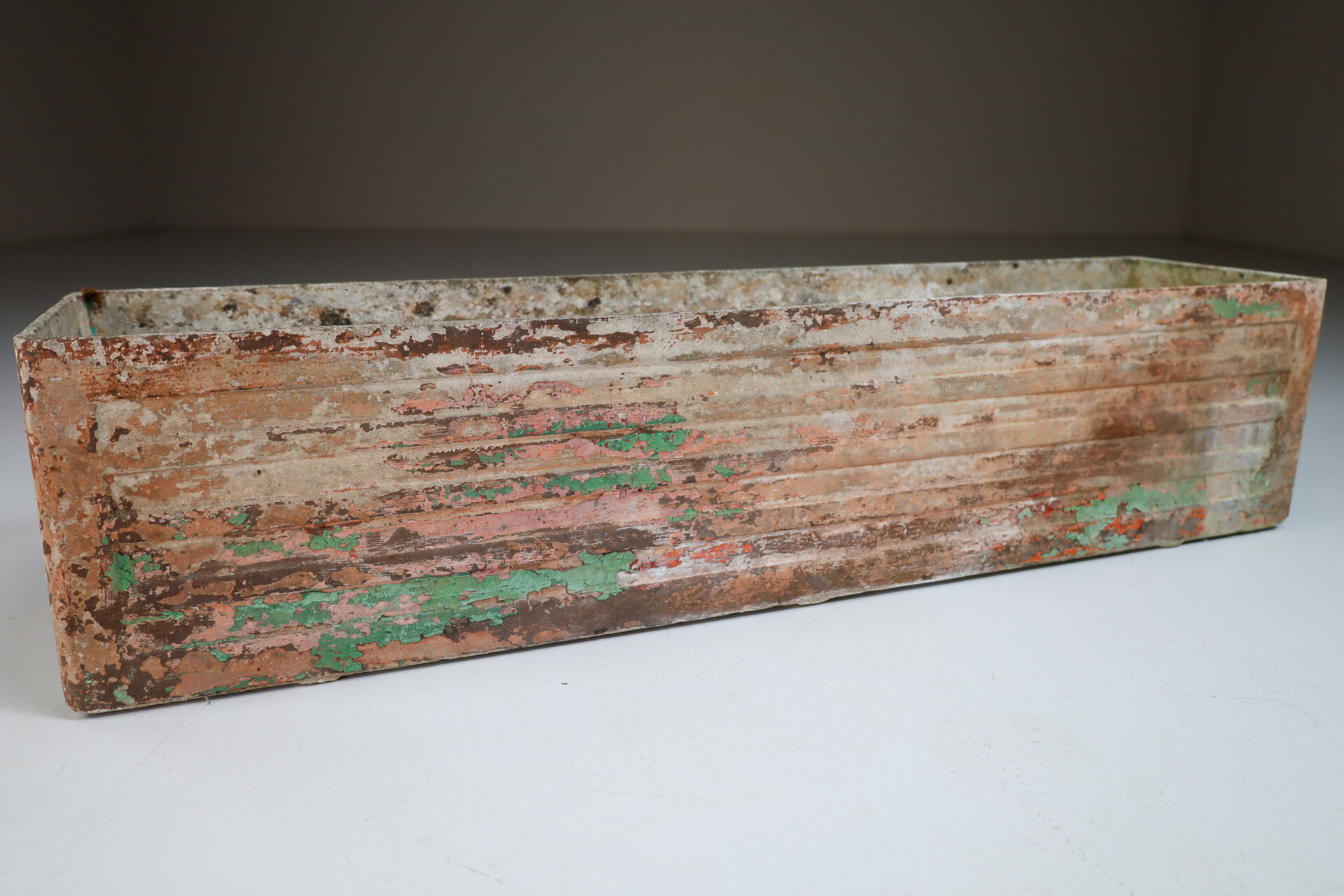 Mid century modern Set/5 Large patinated Rectangle Planters by Willy Guhl, Switserland 1970s Mid-20th century