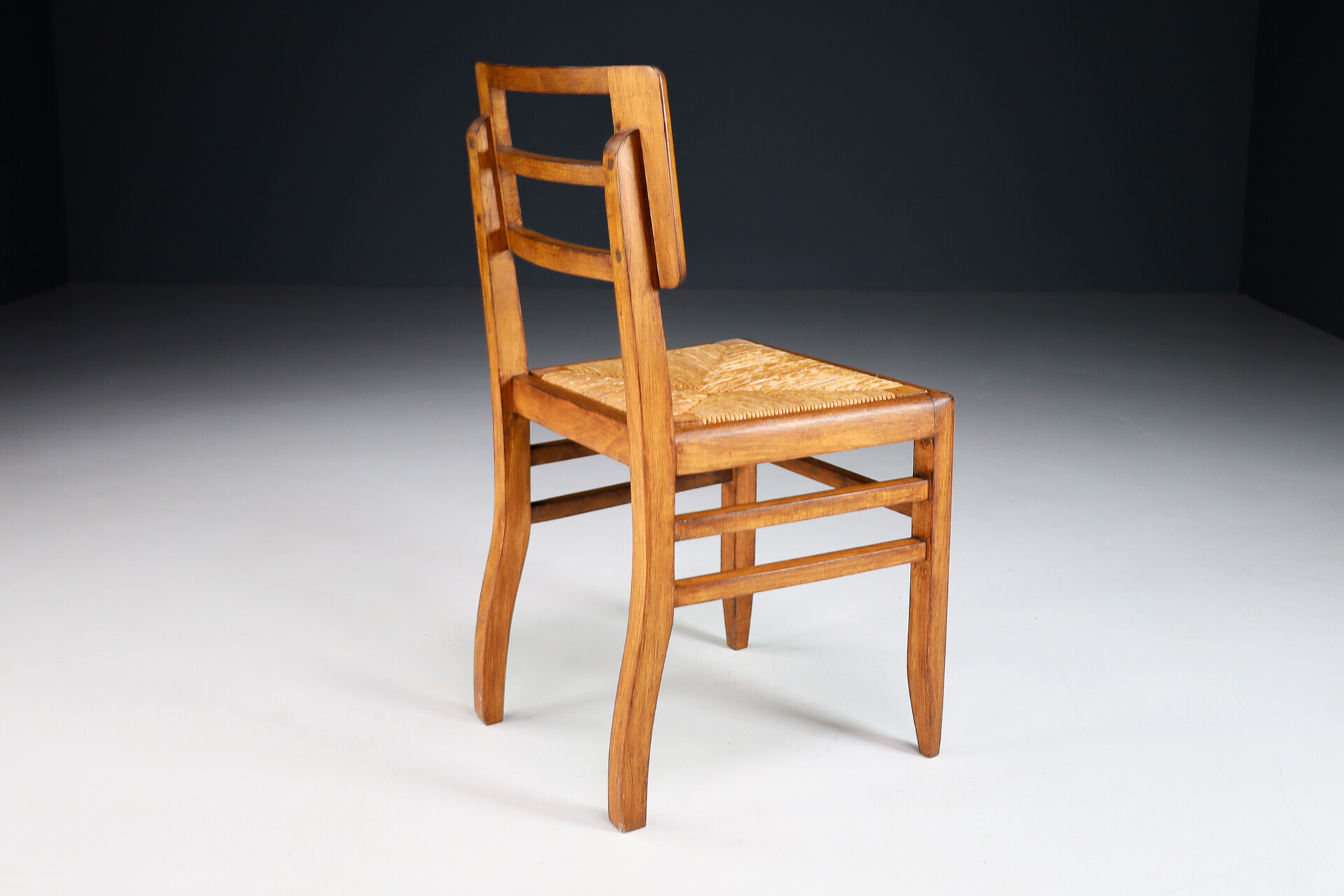 Mid century modern Side Chairs by Pierre Cruege in Oak and Cane, France, 1940s Mid-20th century