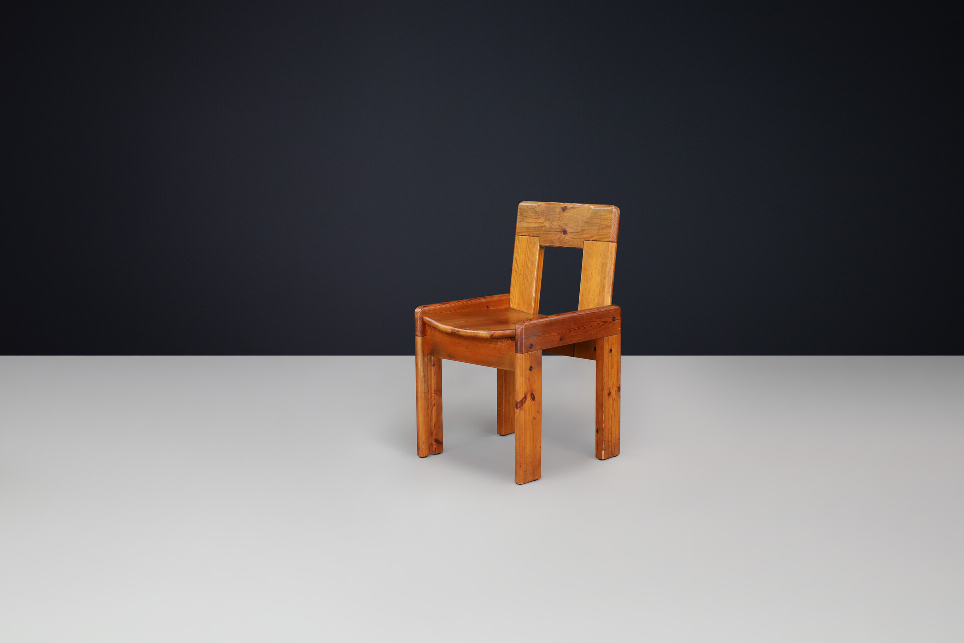 Mid century modern Silvio Coppola for Fratelli Montina Pine Dining Room Chairs Set/4 , Italy 1970s Late-20th century