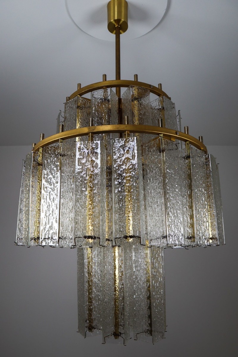 Mid century modern Six XL Large Midcentury Chandeliers in Brass