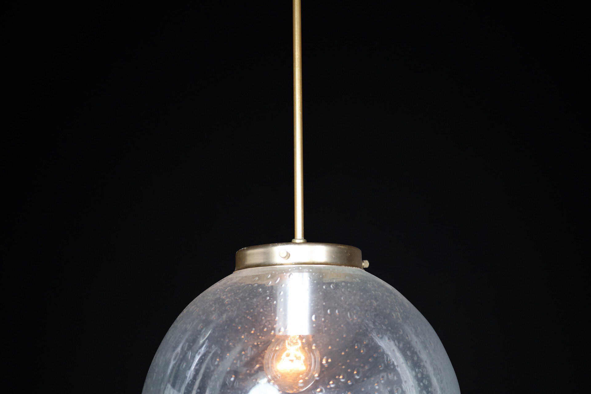 Mid century modern Smoked glass Pendants in Handblown Glass and Copper Color Fixture Mid-20th century