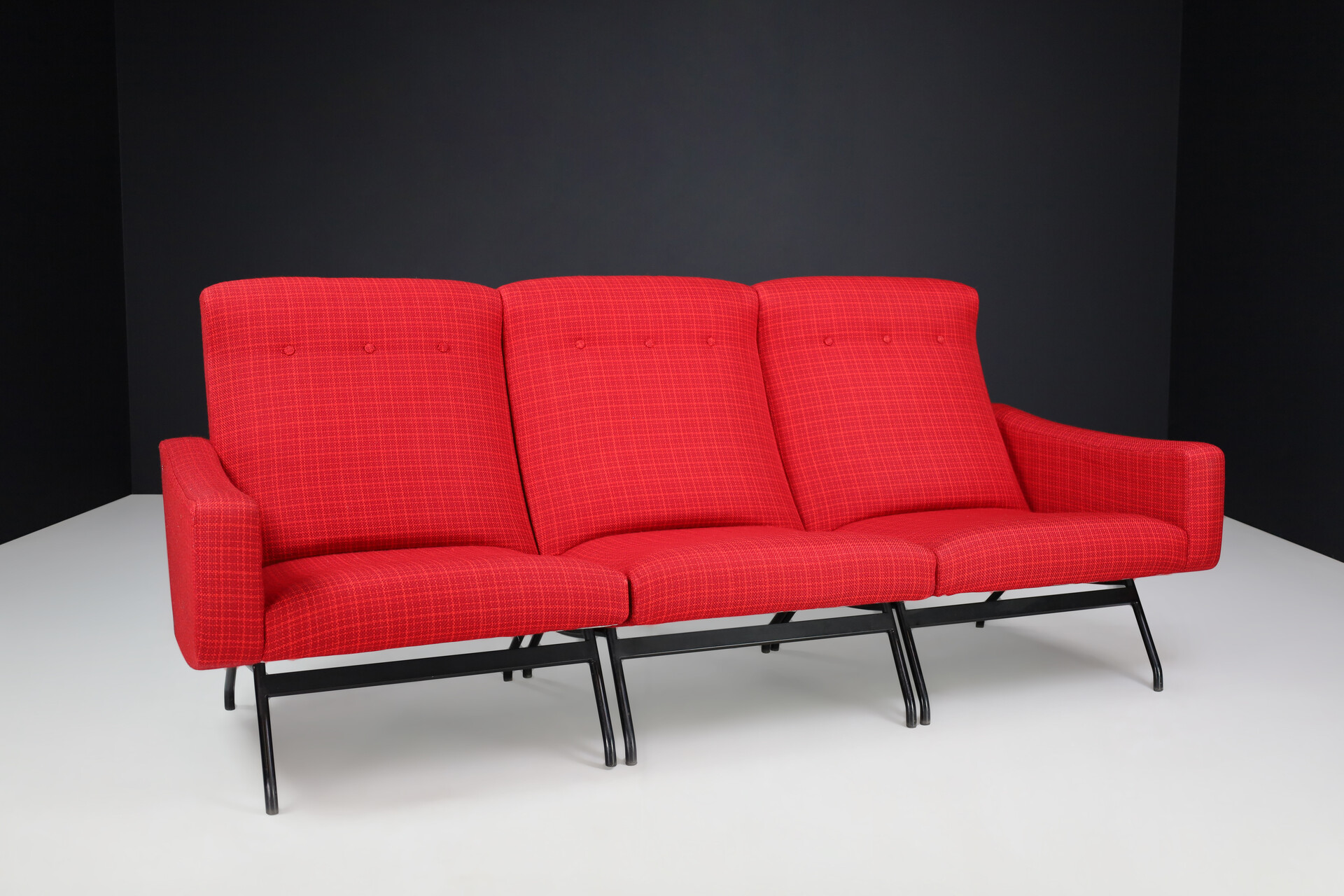 Mid century modern Sofa set/3 By Joseph Andre Motte For Steiner France 1950s Mid-20th century