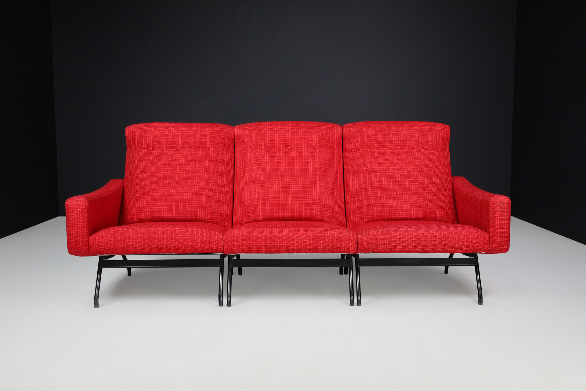 Mid century modern Sofa set/3 By Joseph Andre Motte For Steiner France 1950s Mid-20th century
