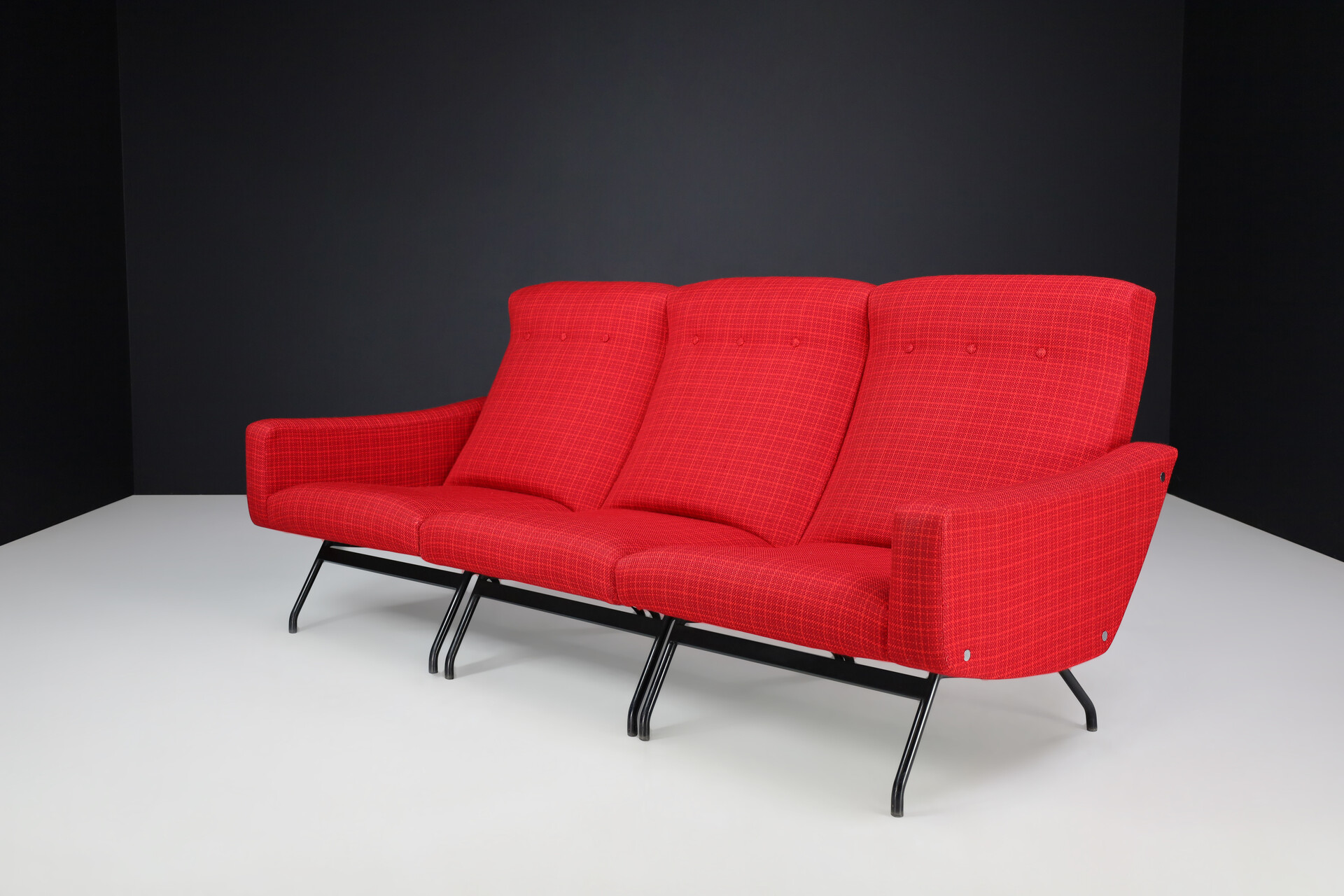 Mid century modern Sofa set/3 By Joseph Andre Motte For Steiner France 1950s Mid-20th century