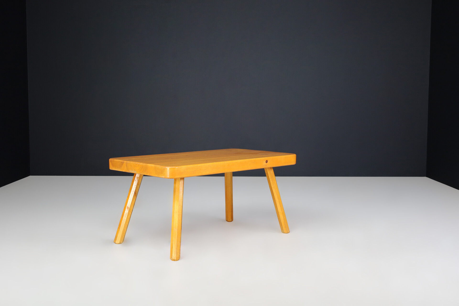 Mid century modern Solid pine coffee table, France 1960s Mid-20th century