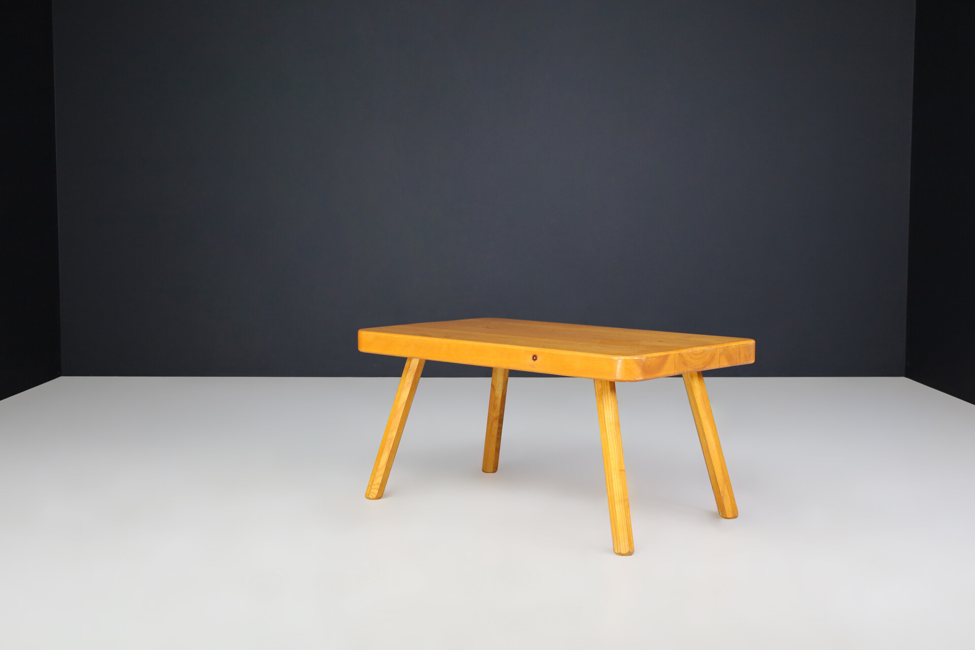 Mid century modern Solid pine coffee table, France 1960s Mid-20th century