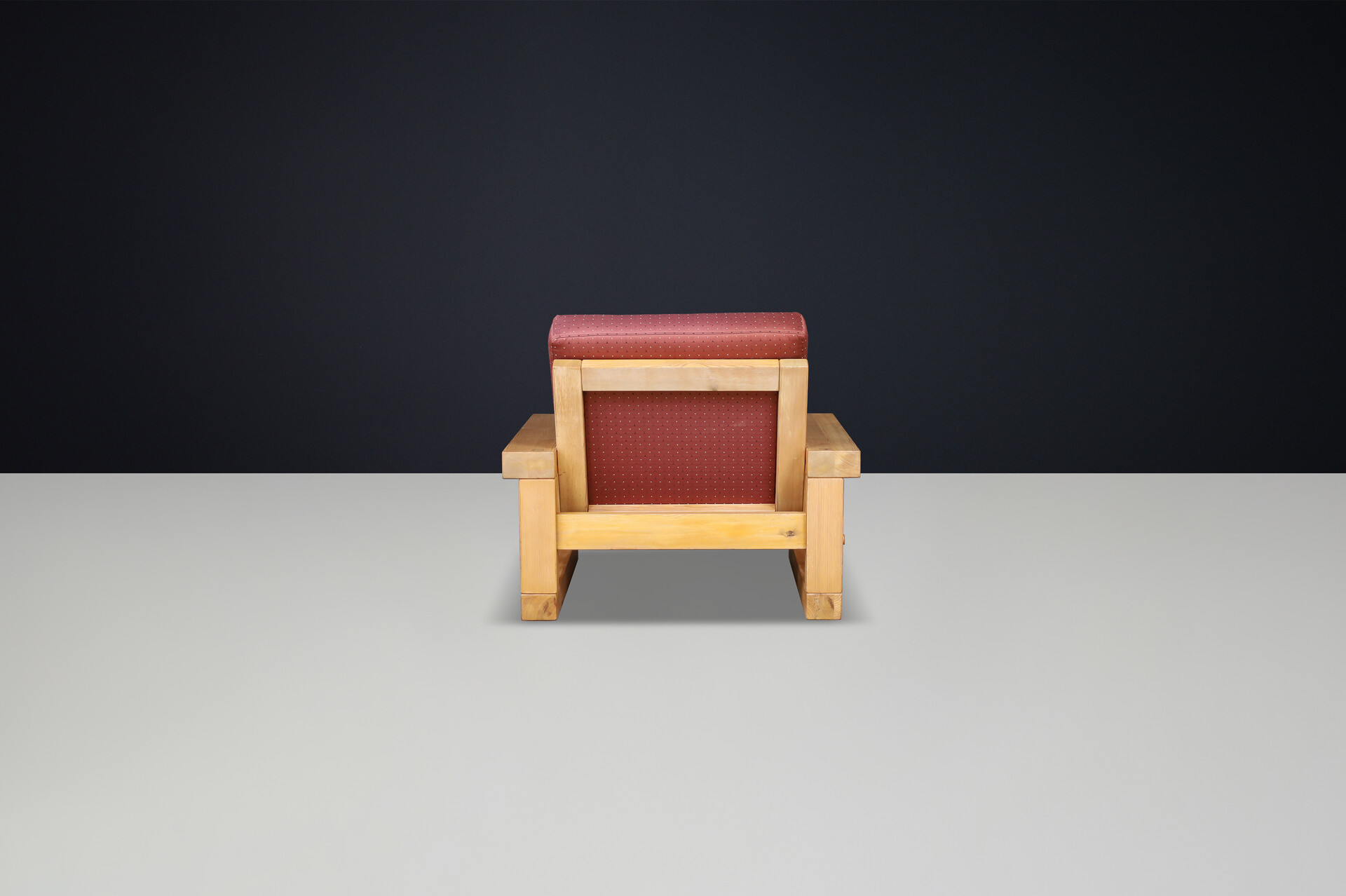 Mid century modern Solid pine Lounge chair, France 1970s Late-20th century