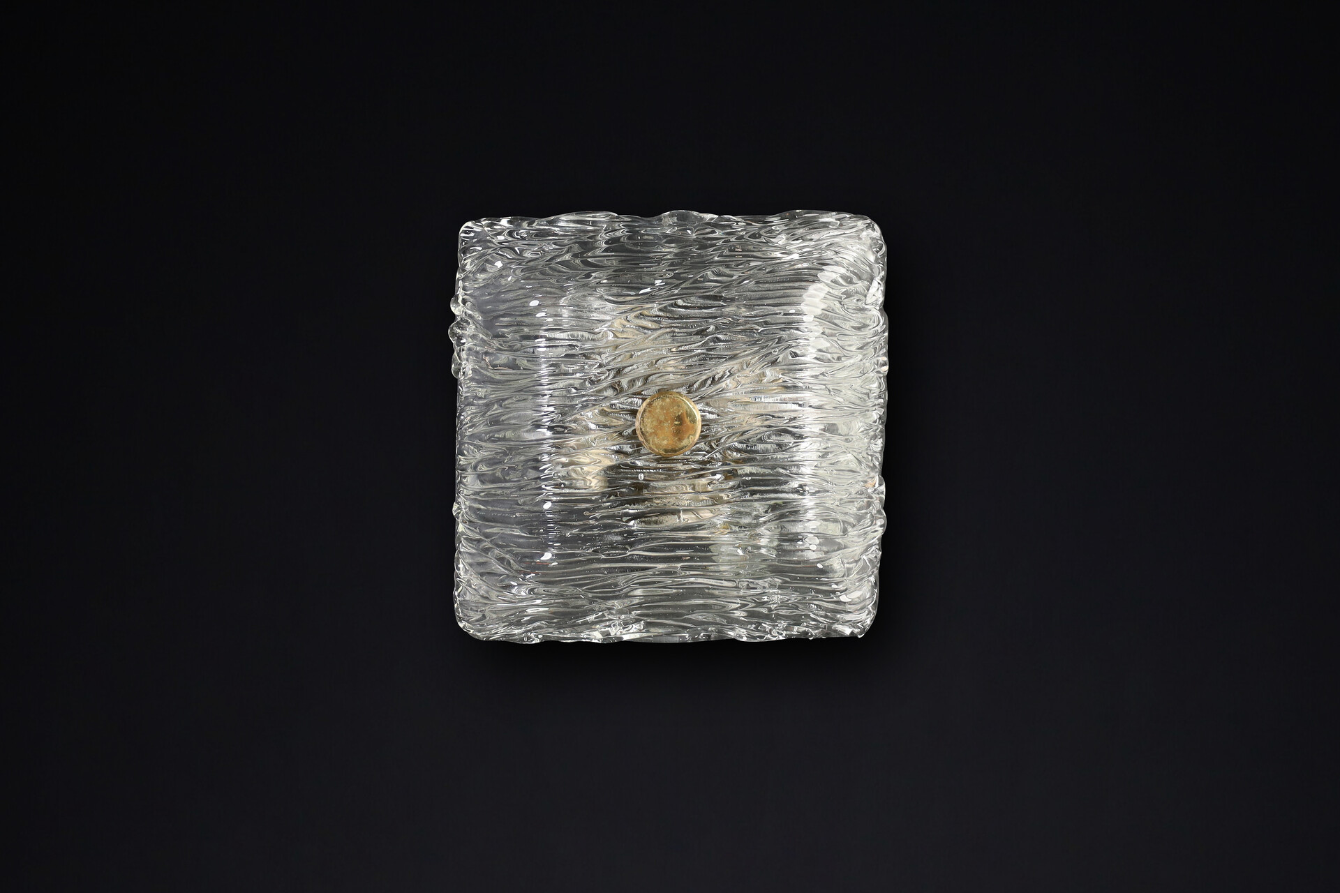 Mid century modern Square Venini Murano Flush Mount Wall lights from the Bambù series, Italy 1950 Mid-20th century