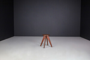 Mid century modern Stained beech wood stool , France 1950s Mid-20th century