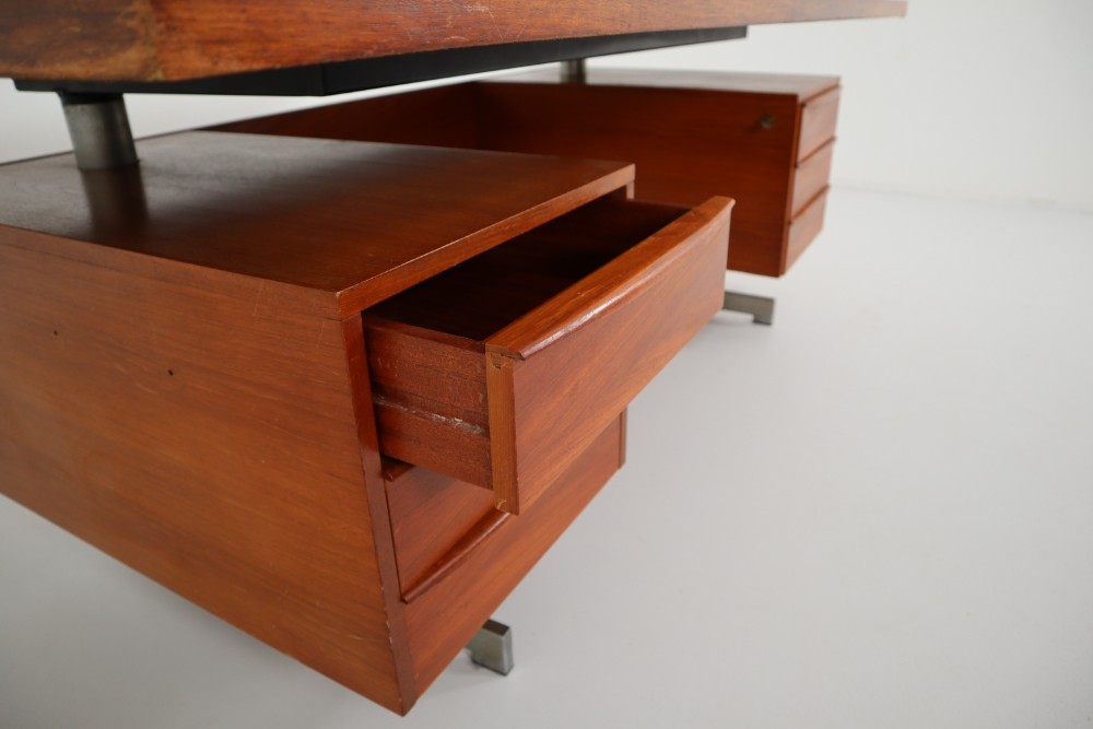 Mid century modern Steel,Teak Large Teak Desk Mid-20th century