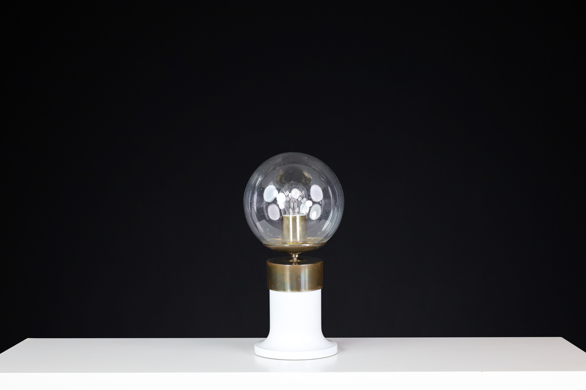 Mid century modern Table or desk lamp in brass and glass, Praque 1960s Mid-20th century