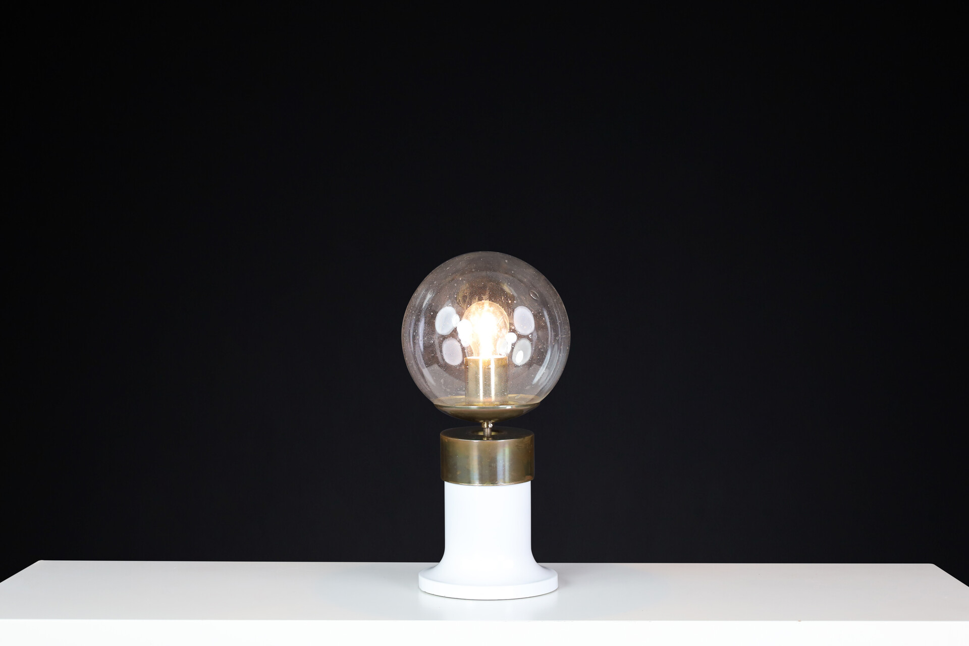 Mid century modern Table or desk lamp in brass and glass, Praque 1960s Mid-20th century