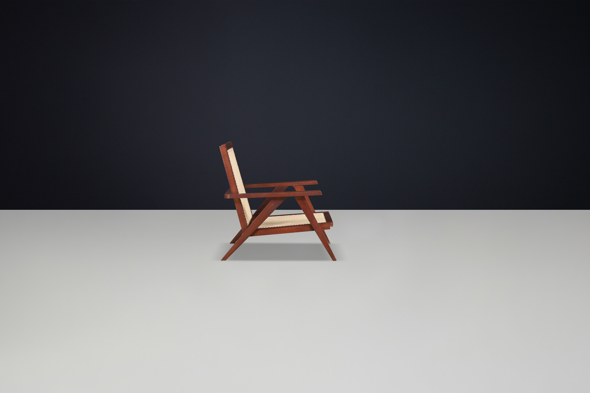 Mid century modern Teak and Cane armchair, France 1950s Mid-20th century