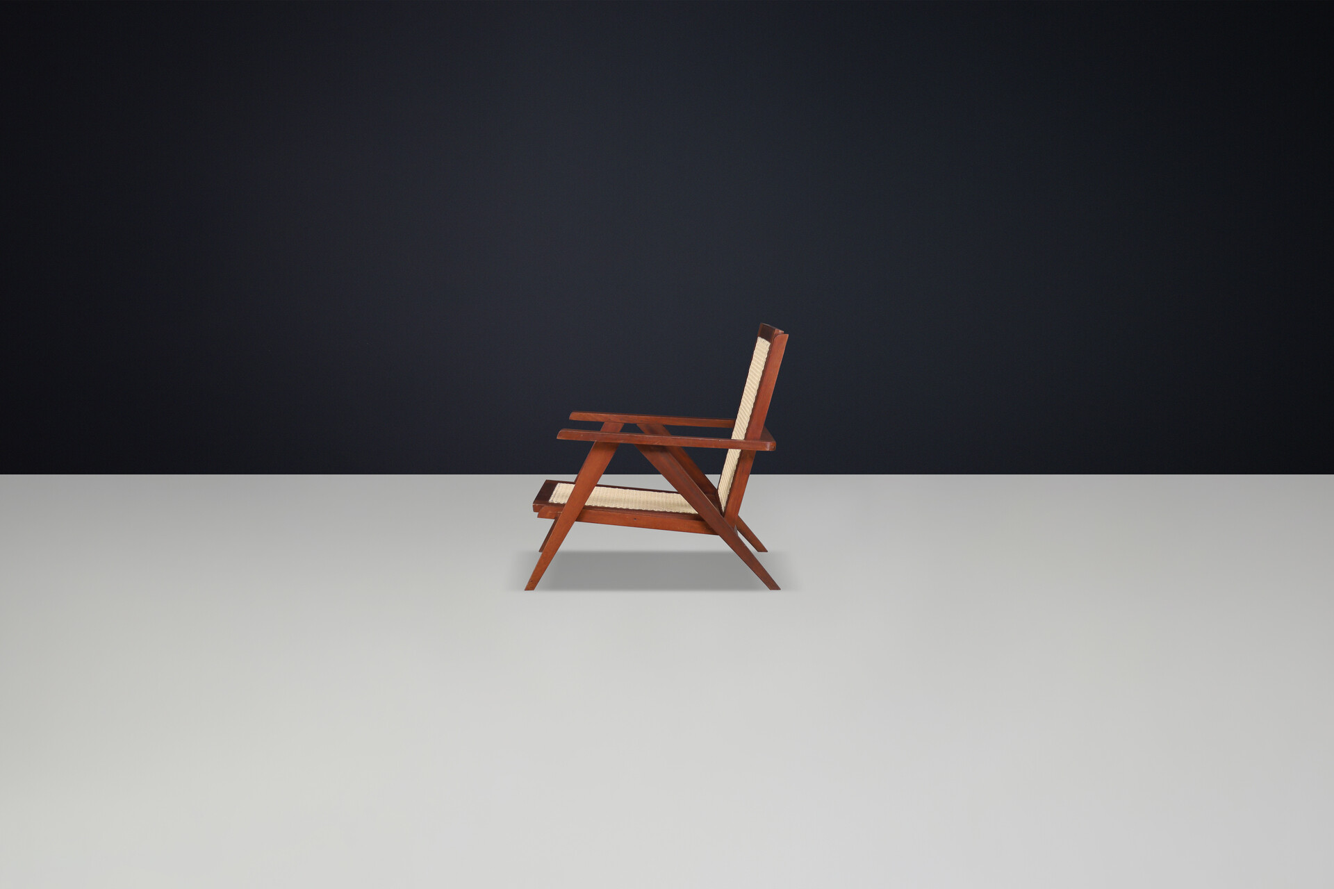 Mid century modern Teak and Cane armchair, France 1950s Mid-20th century