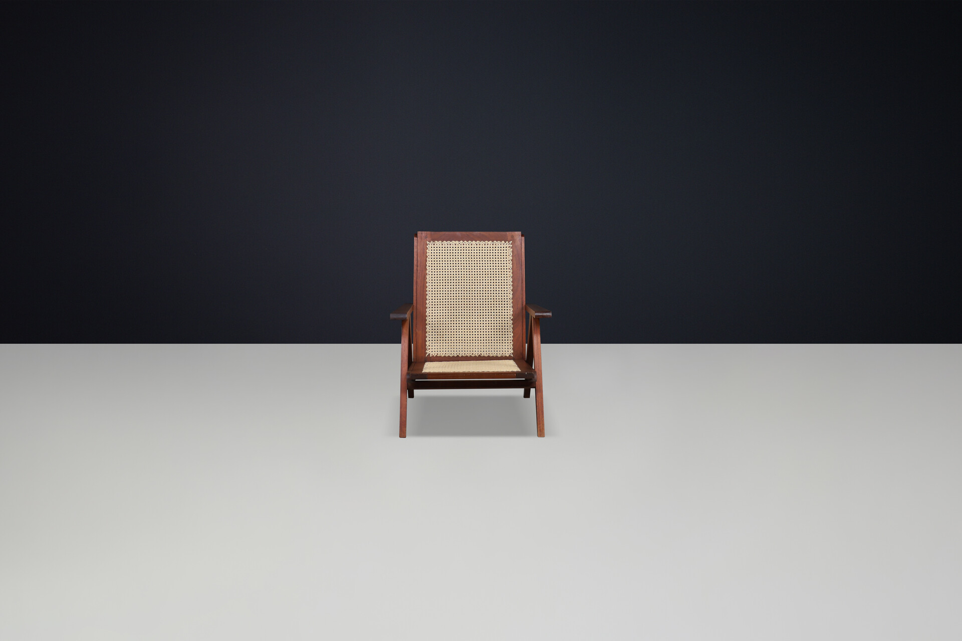 Mid century modern Teak and Cane armchair, France 1950s Mid-20th century