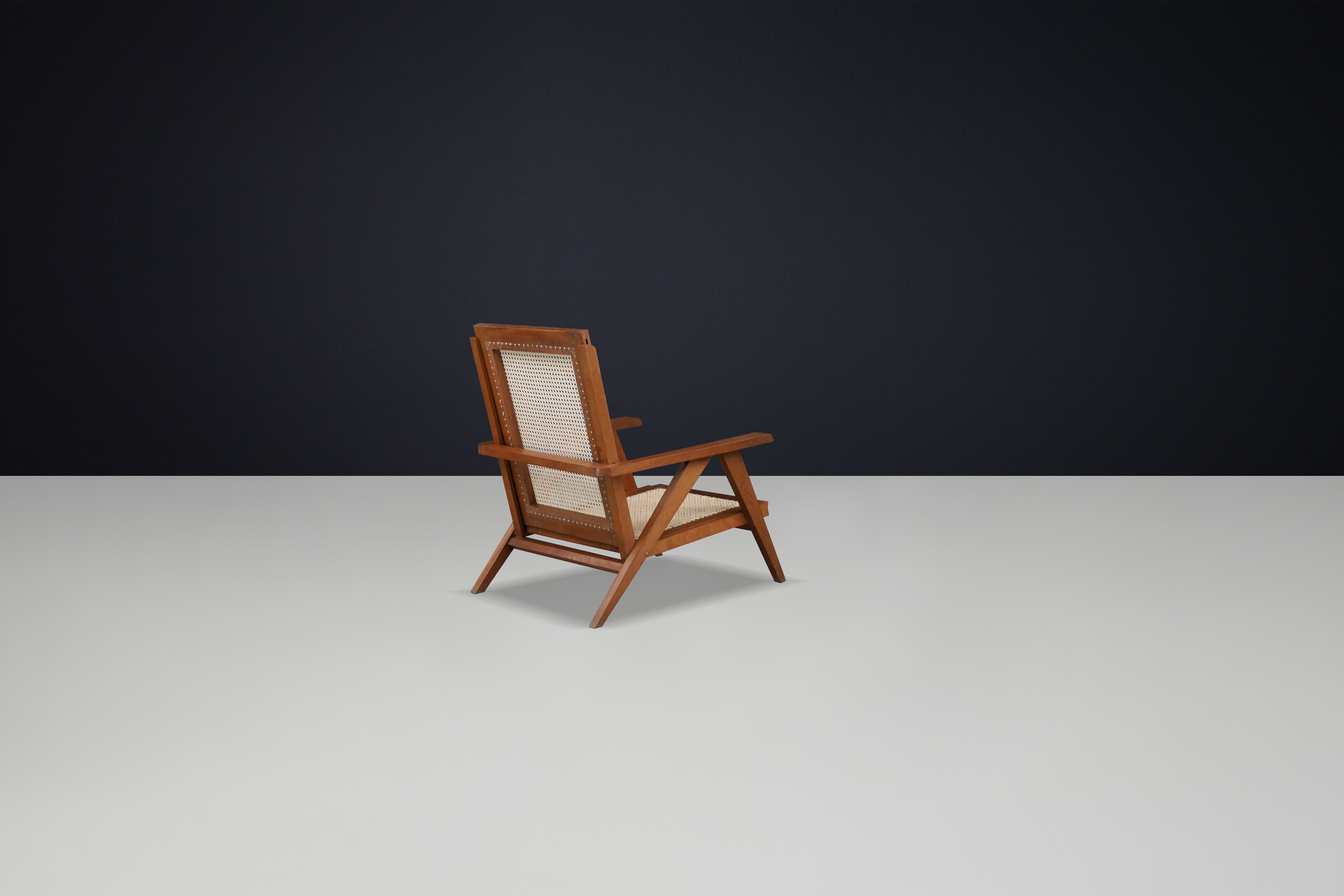 Mid century modern Teak and Cane armchair, France 1950s Mid-20th century