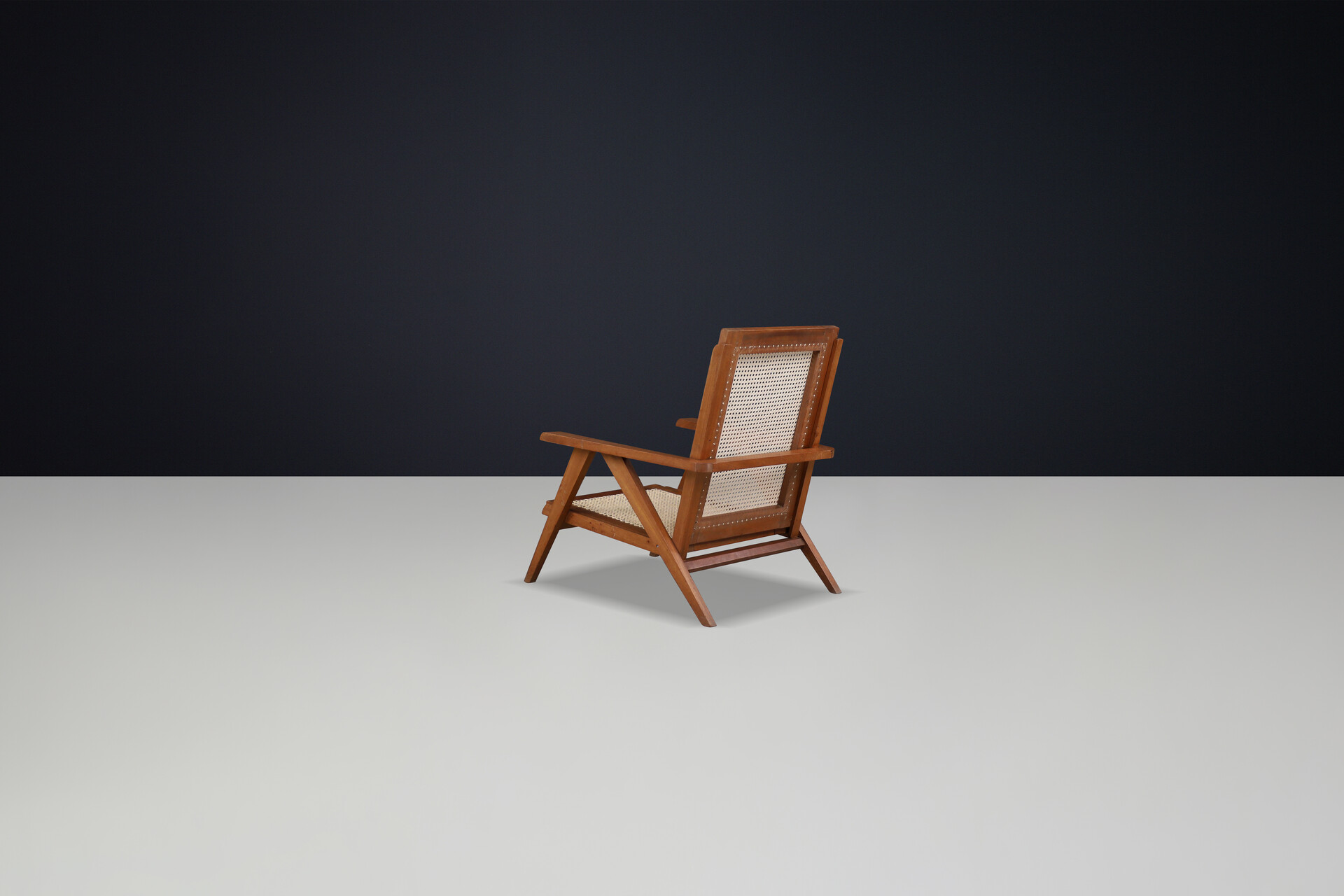 Mid century modern Teak and Cane armchair, France 1950s Mid-20th century