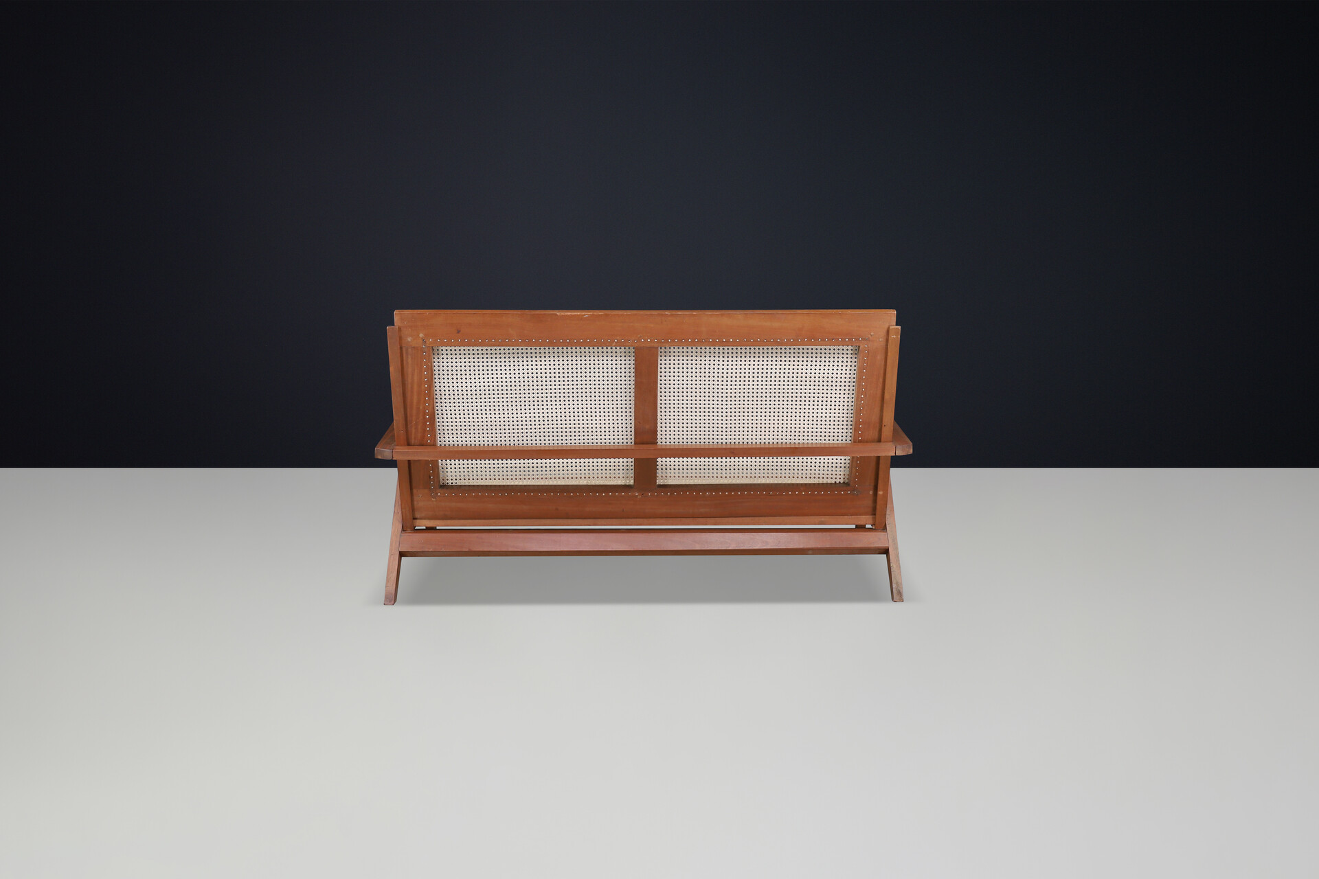 Mid century modern Teak and cane sofa, France 1950s Mid-20th century