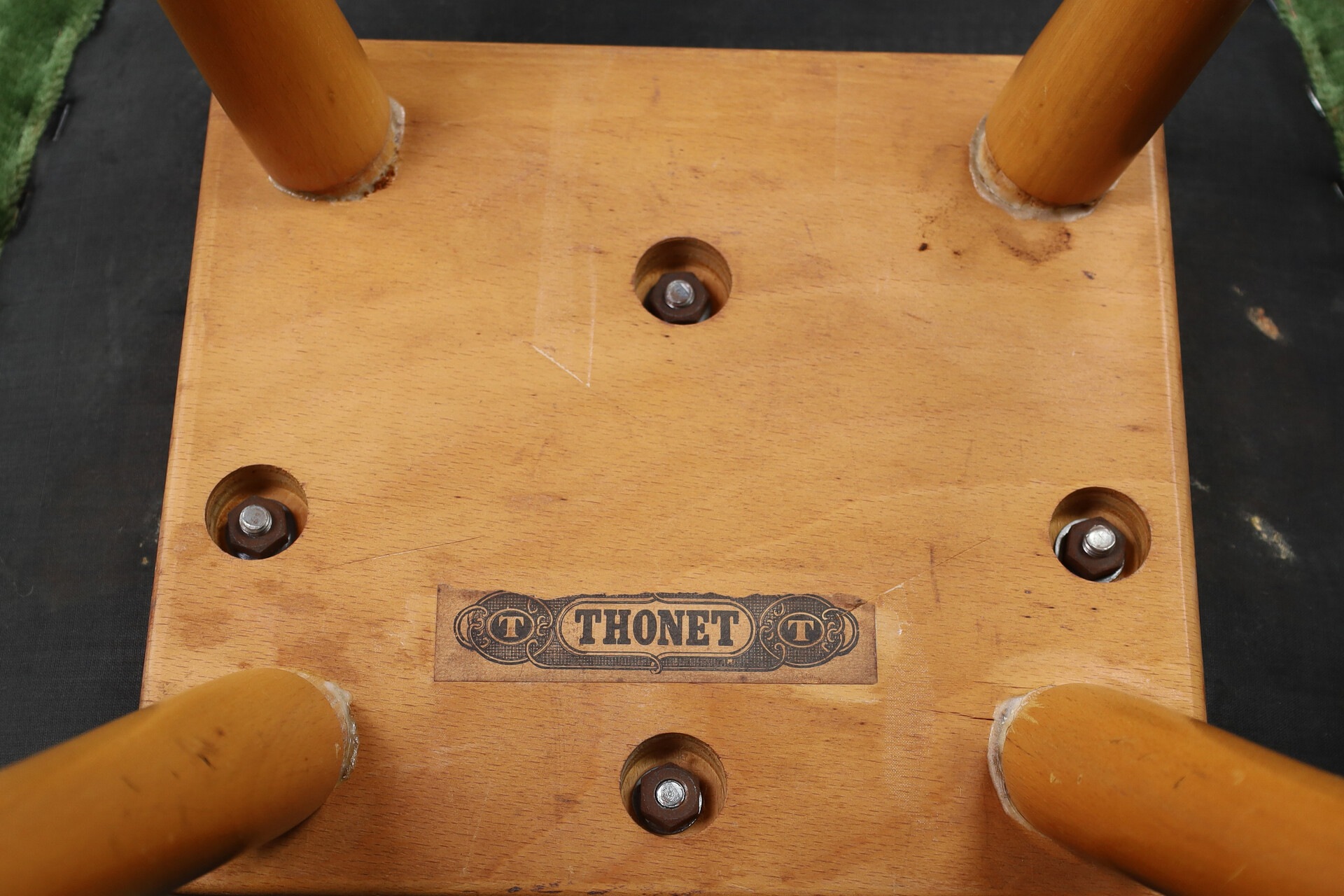 Mid century modern Thonet Dining room chairs in green velvet, Austria 1950s Mid-20th century