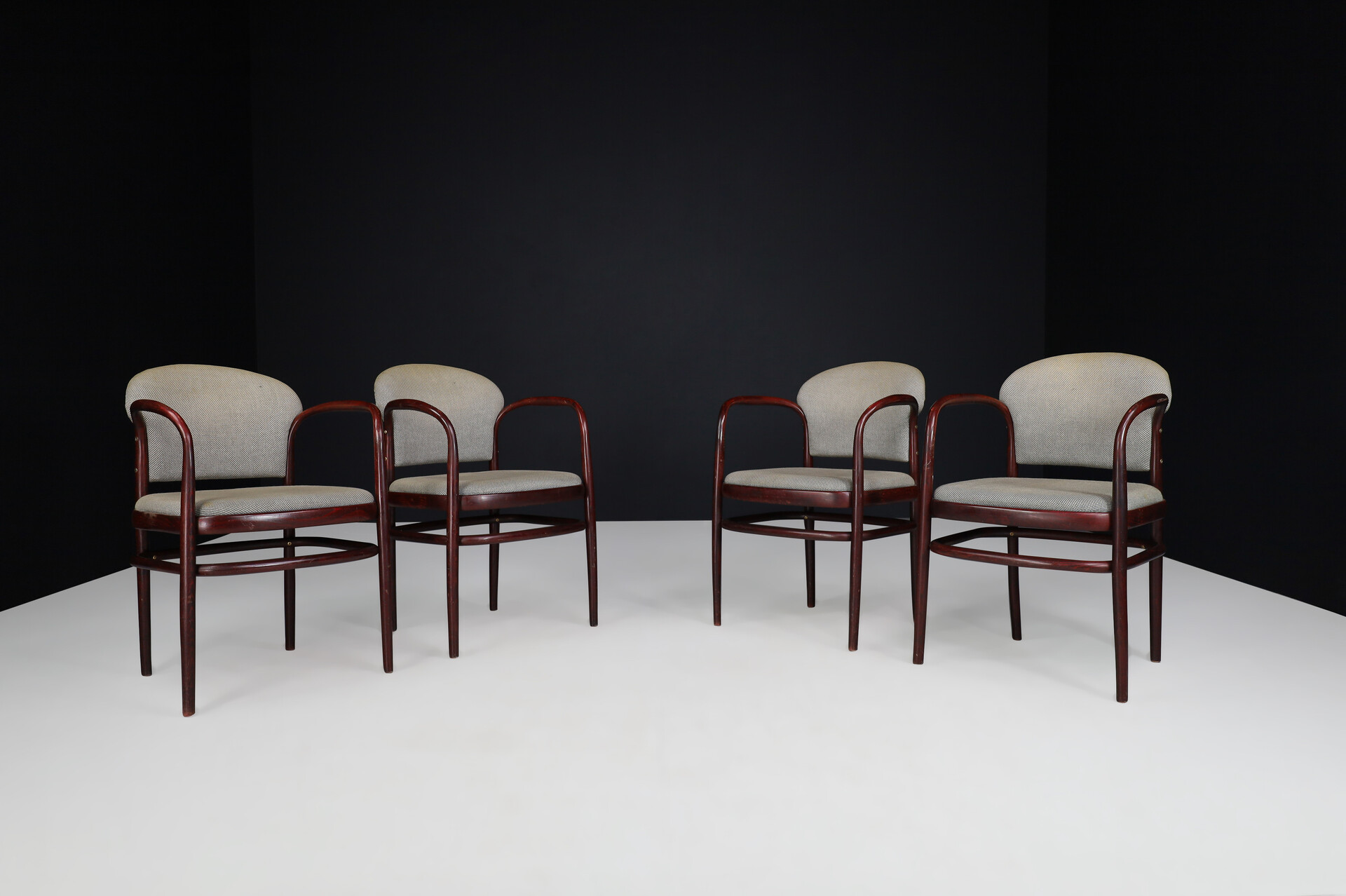 Mid century modern TON Bentwood Armchairs in original Upholstery, 1950s Mid-20th century