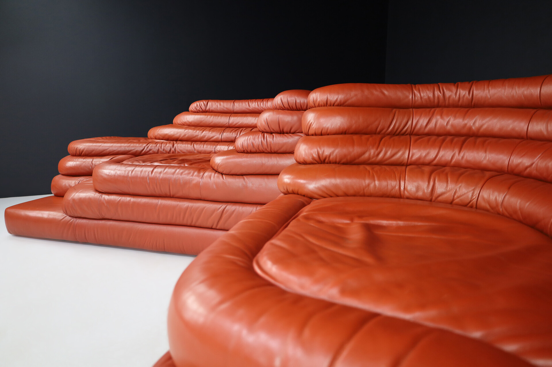 Mid century modern Ubald Klug for De Sede DS 1025 'Terrazza' Landscapes in Leather, Switzerland 1970s Late-20th century