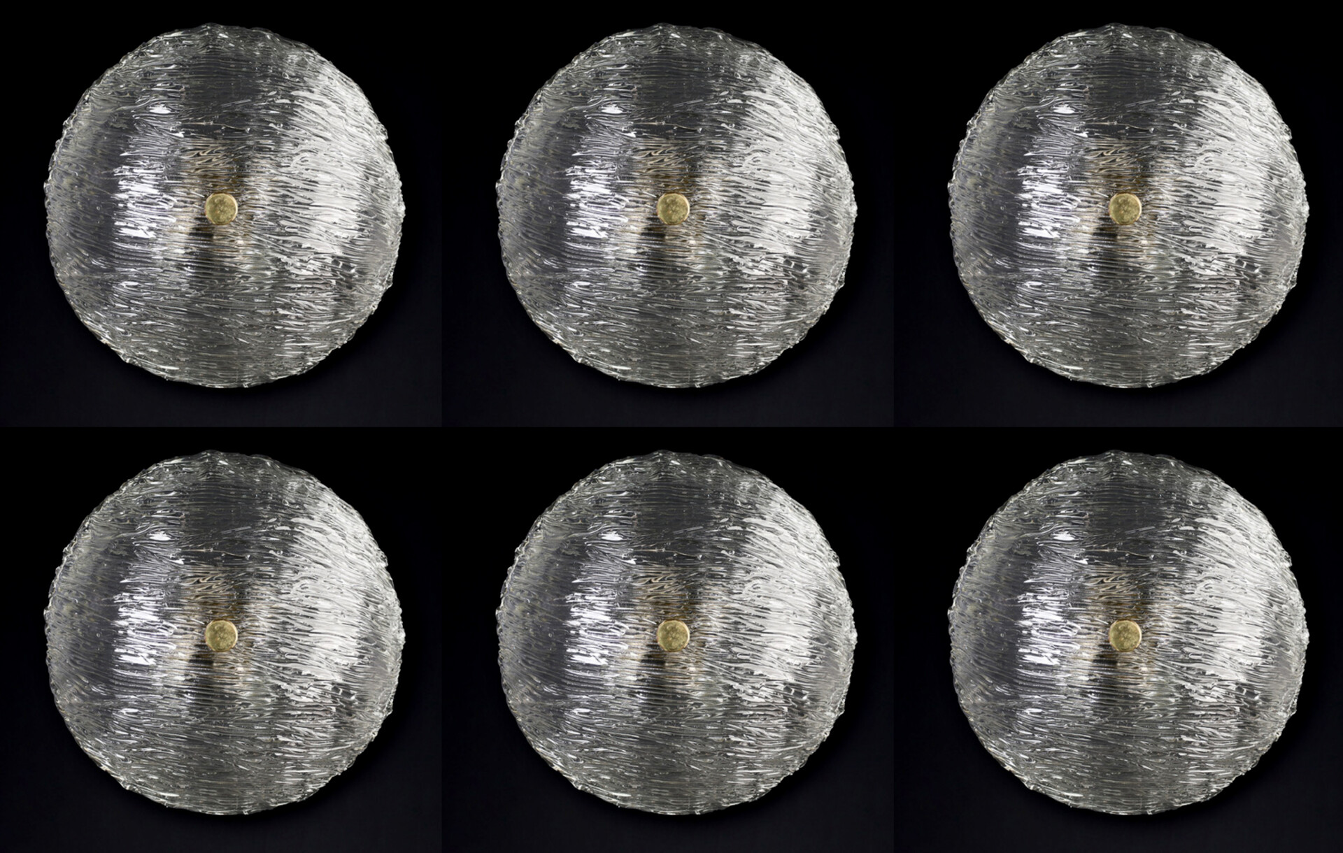 Mid century modern Venini Murano Flush Mount Wall lights from the Bambù series, made in Italy 1950 Mid-20th century