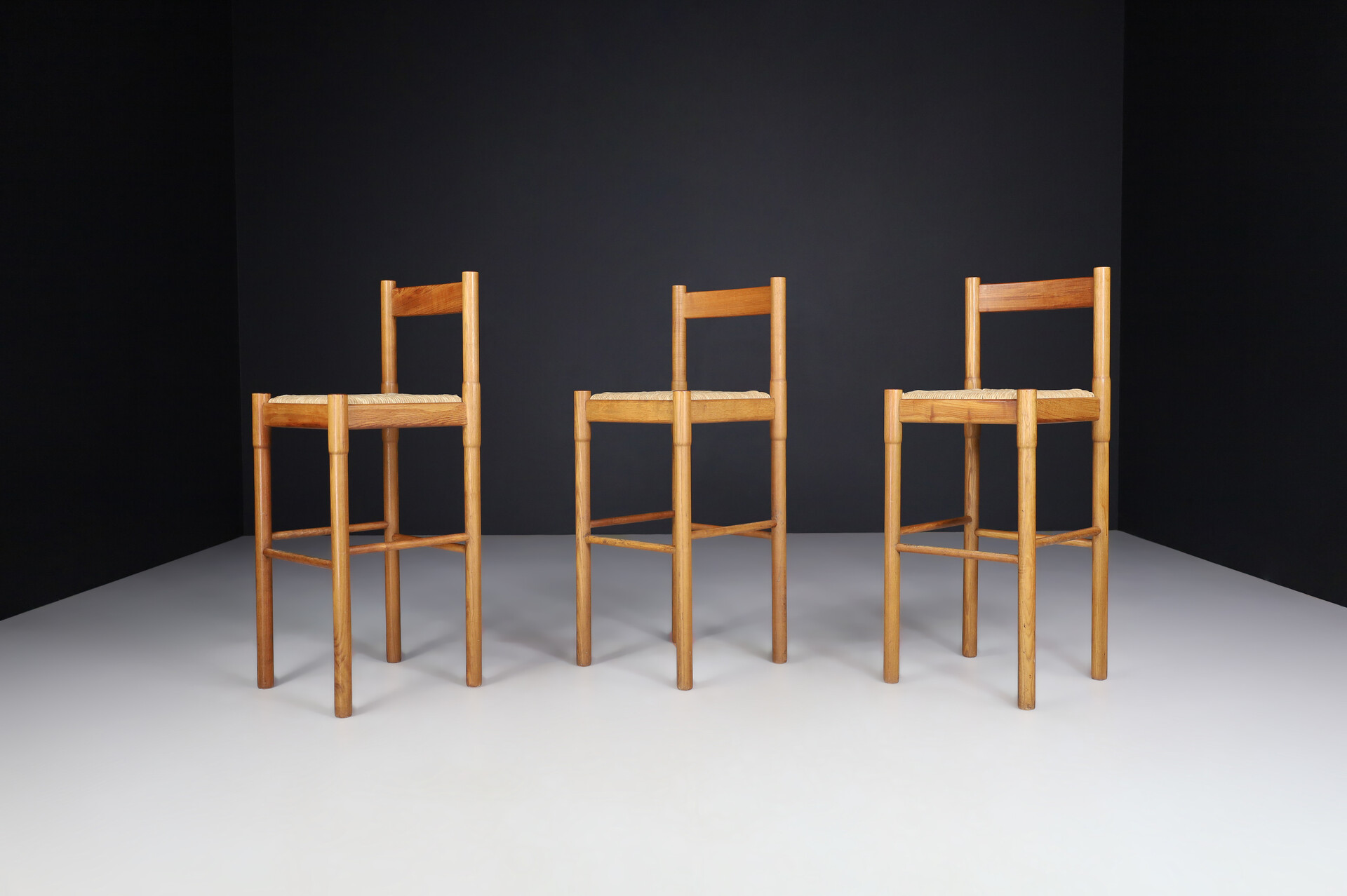 Mid century modern Vico Magistretti for Cassina bar stools in ash and rush Italy, 1960s Mid-20th century