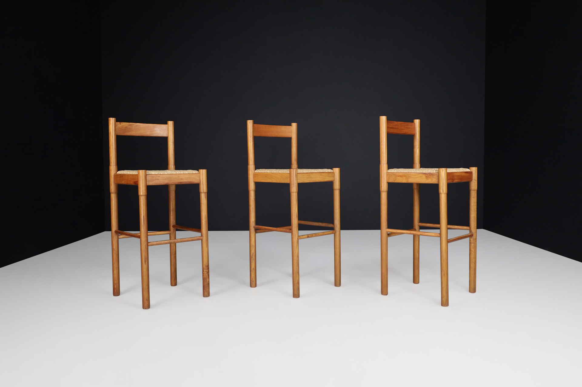 Mid century modern Vico Magistretti for Cassina bar stools in ash and rush Italy, 1960s Mid-20th century