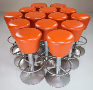Mid Century Modern Vintage Bar Stools in leather 1970s Late-20th century