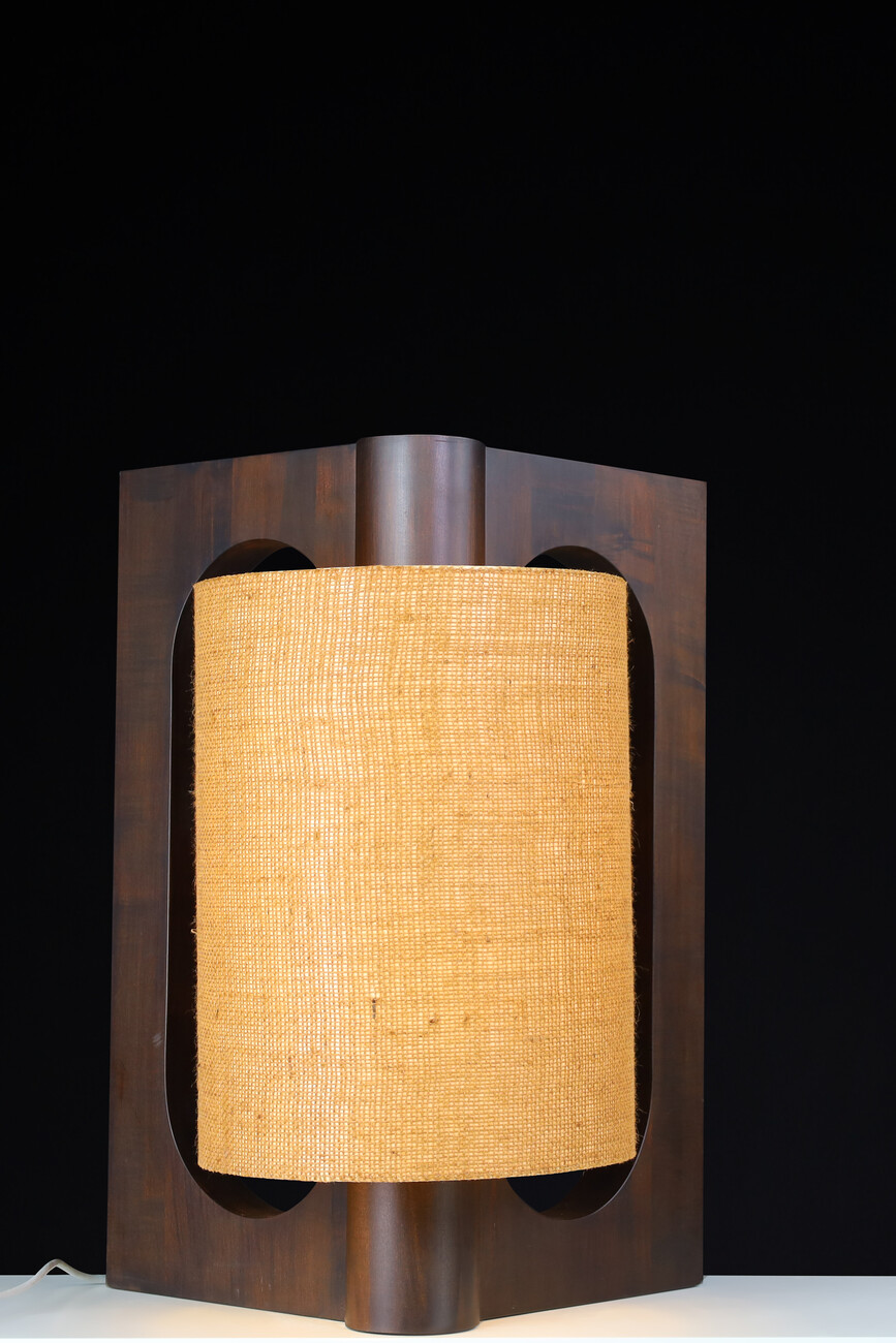 Mid century modern Vladimír Nývlt Solid Wood Table Lamp, Praque 1970s Late-20th century