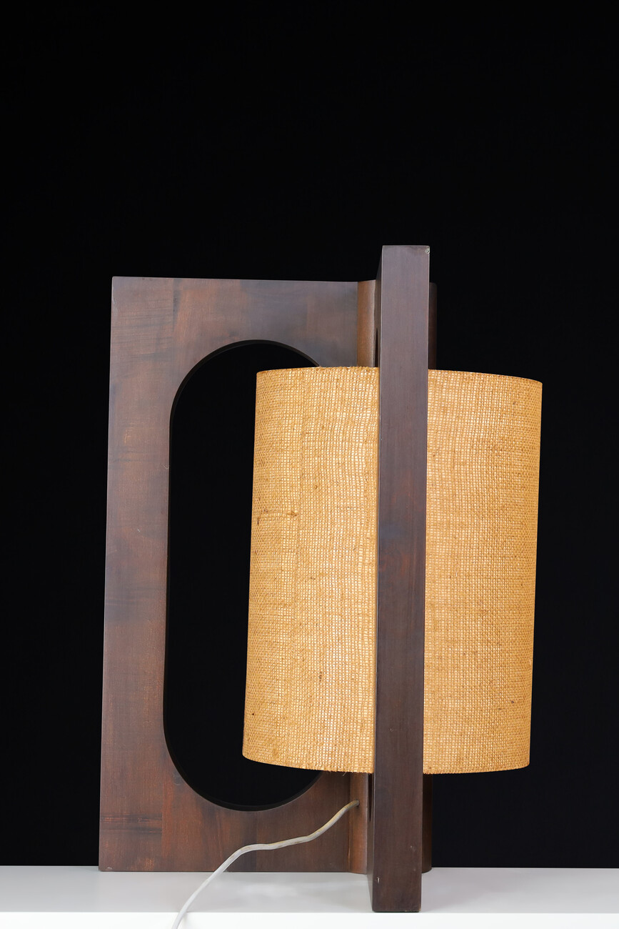 Mid century modern Vladimír Nývlt Solid Wood Table Lamp, Praque 1970s Late-20th century
